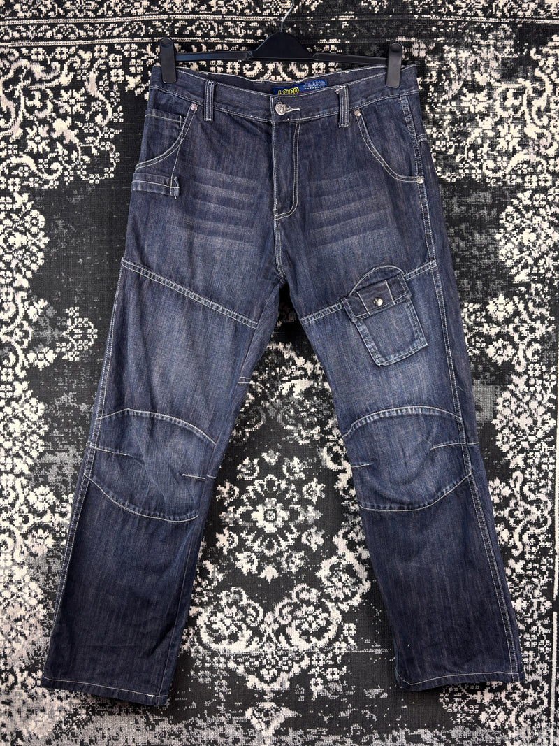 LOUCO JEANS Dark Blue Cargo Style Denim Jeans