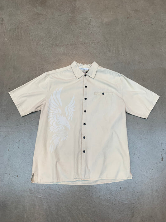 Harley-Davidson Beige Short Sleeve Button-Up Shirt