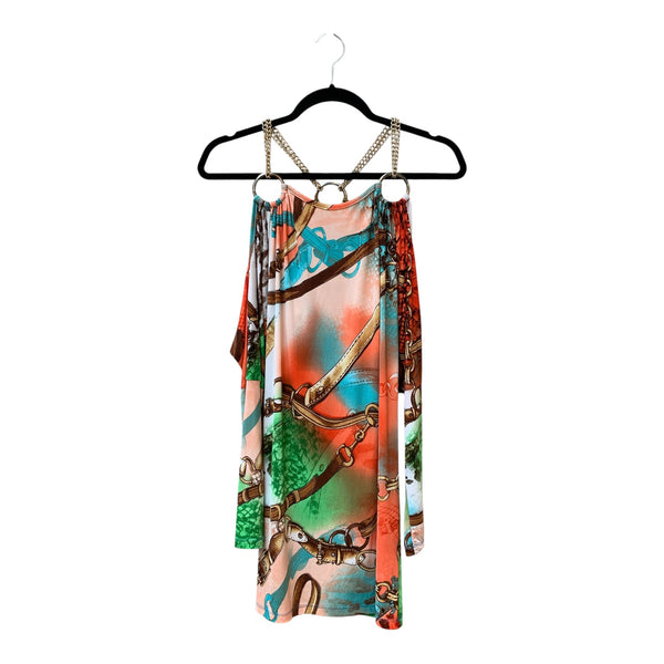 Tam Y2K Belt Print Chain-Ring Dress