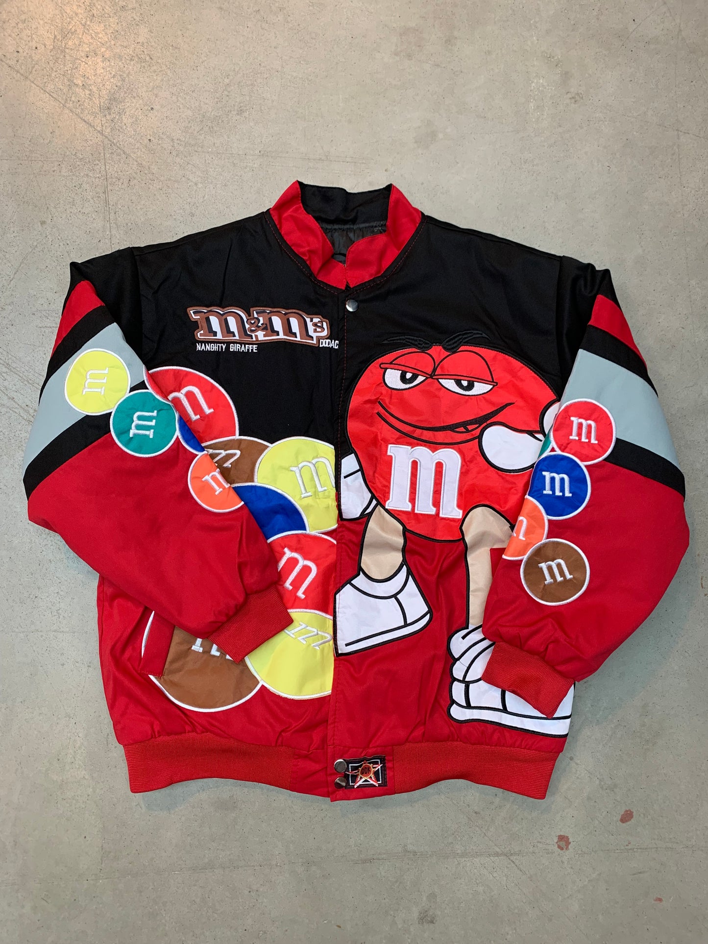 Y2K Unisex Red M&M Bomber Jacket