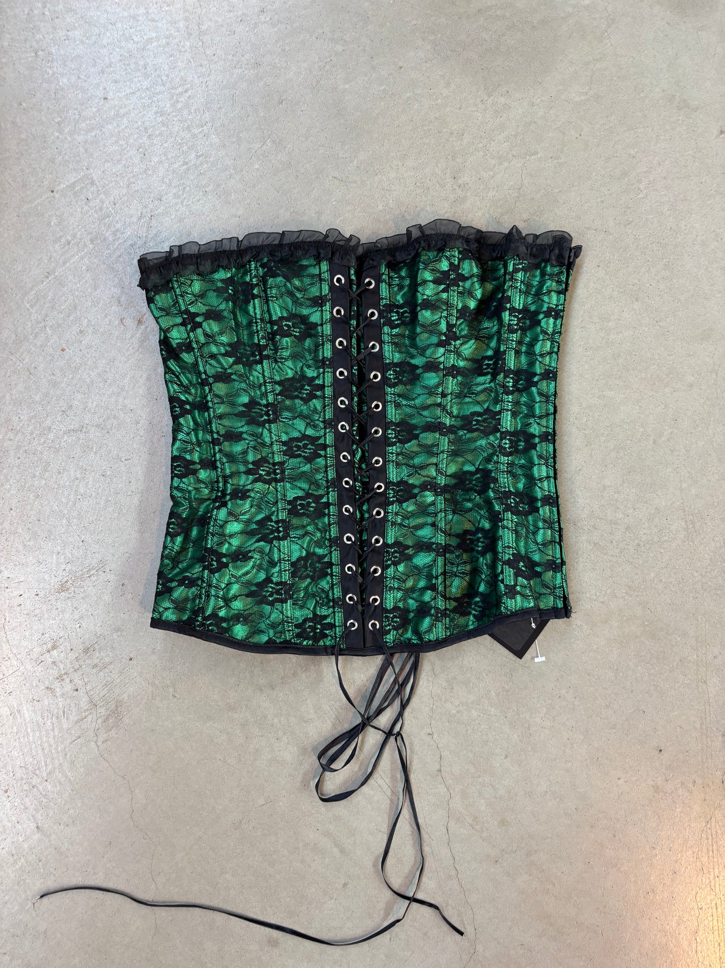 Green Lace Corset Top Gothic Bustier Women's XS