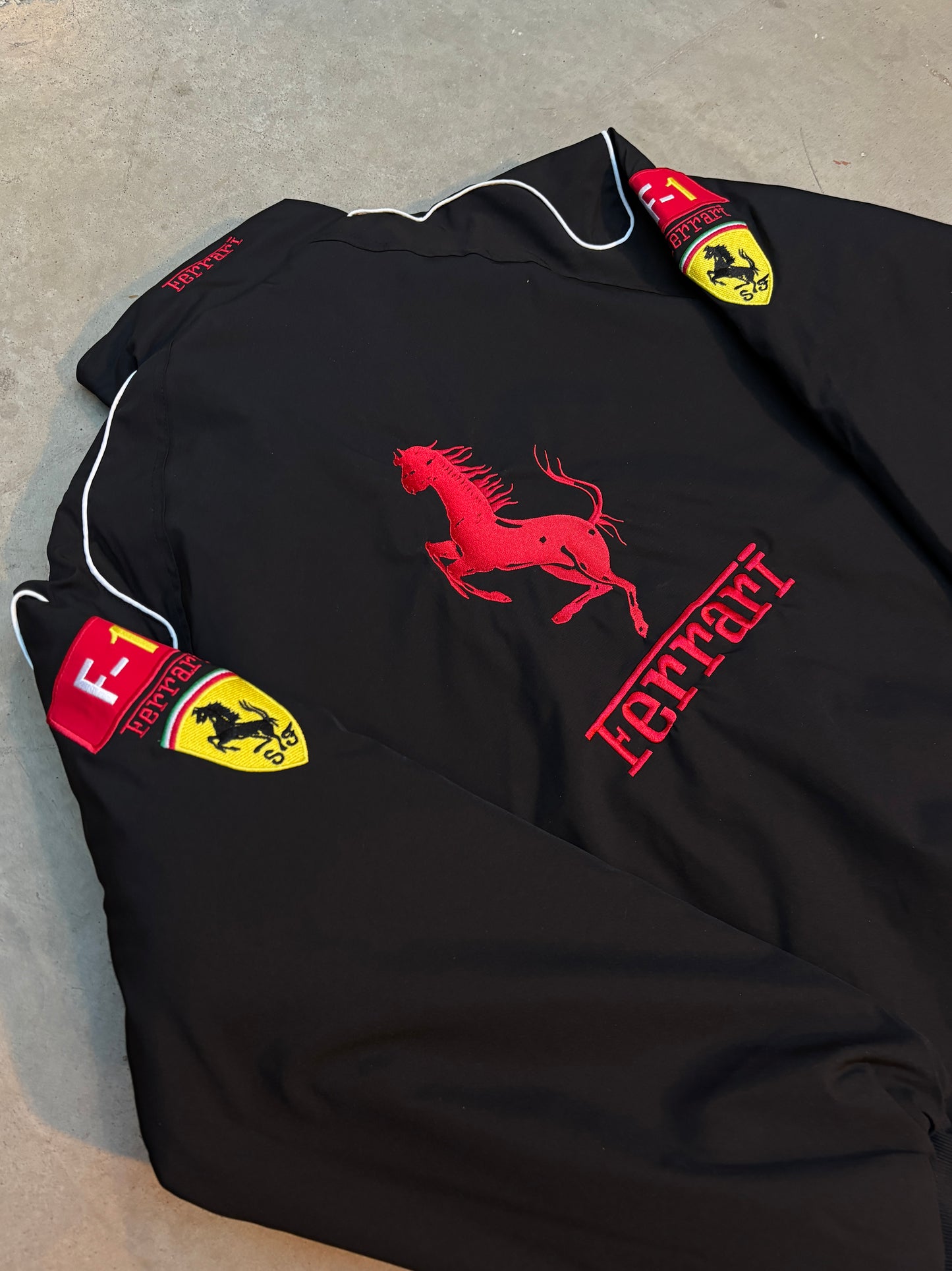 Y2K Unisex Black and Red Ferrari Racing Jacket