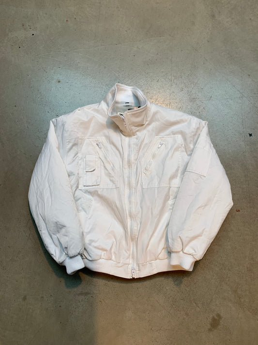 Porsch Vintage White Fleece-Lined Bomber Jacket