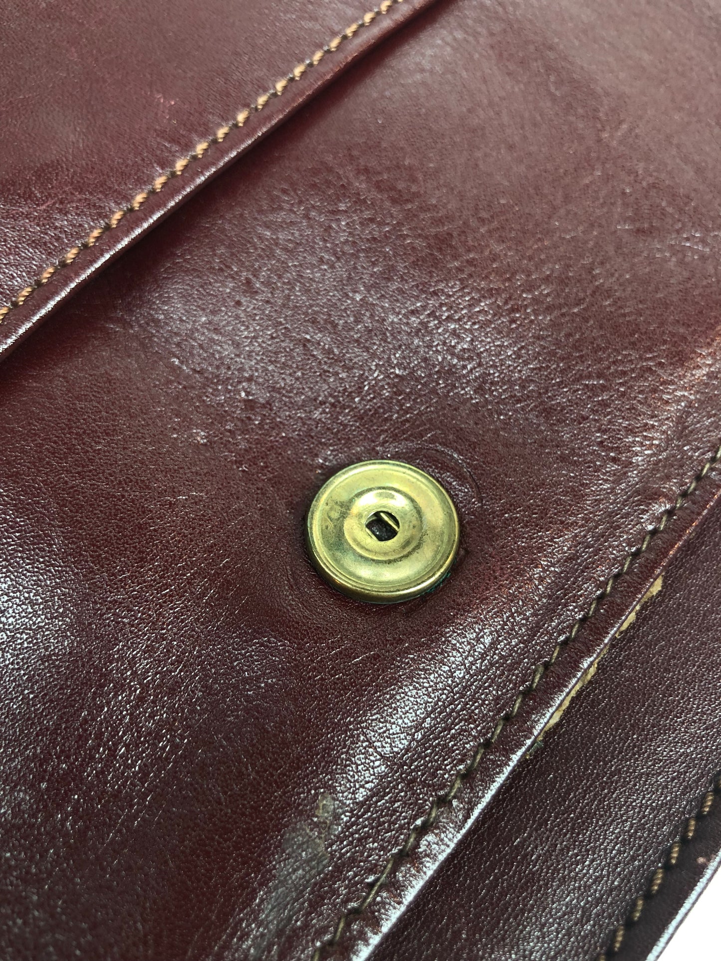Vintage Cartier Shoulder Bag In Burgundy Leather