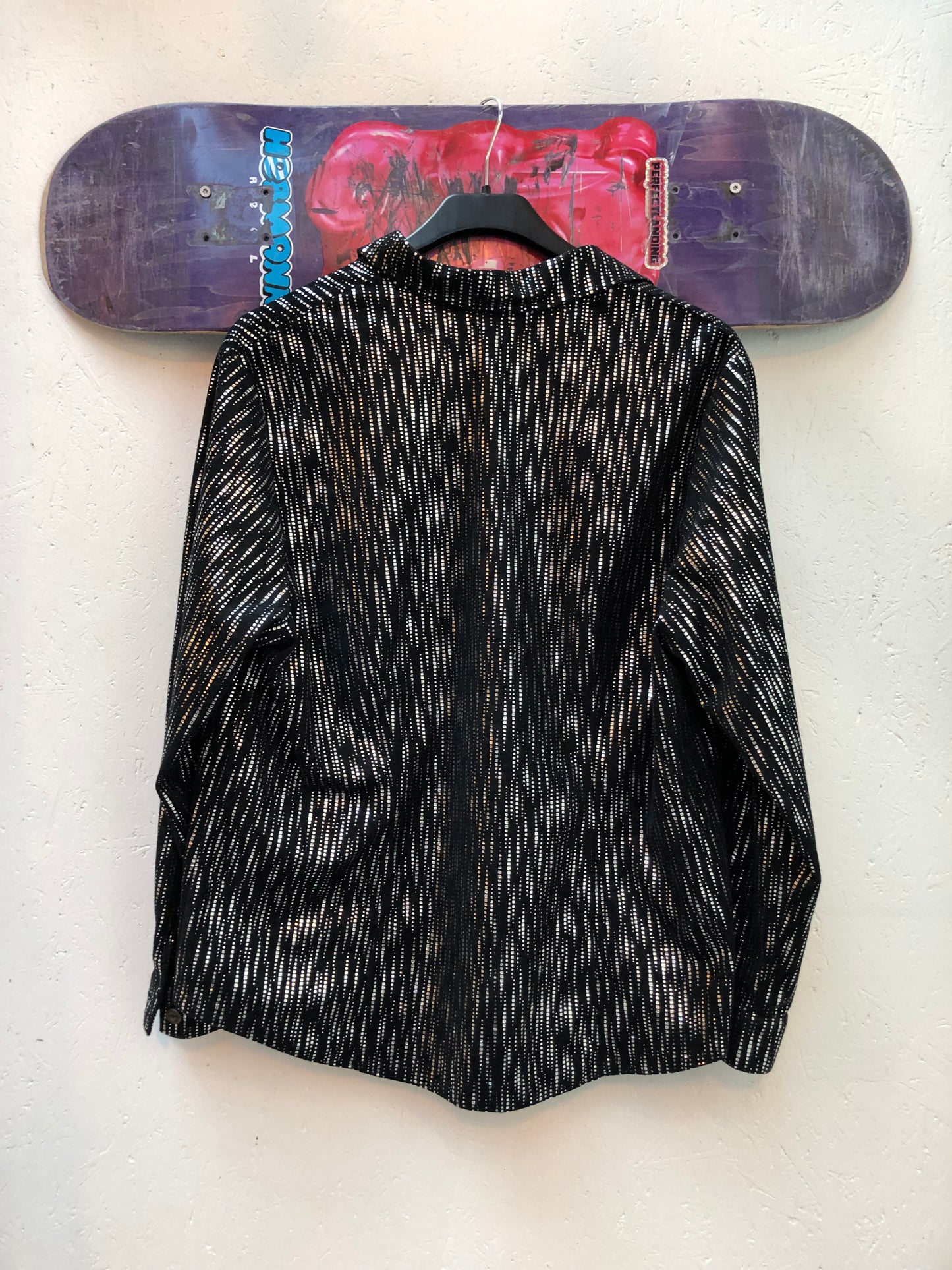 Black Glitter Button Up Shirt Women’s Size L