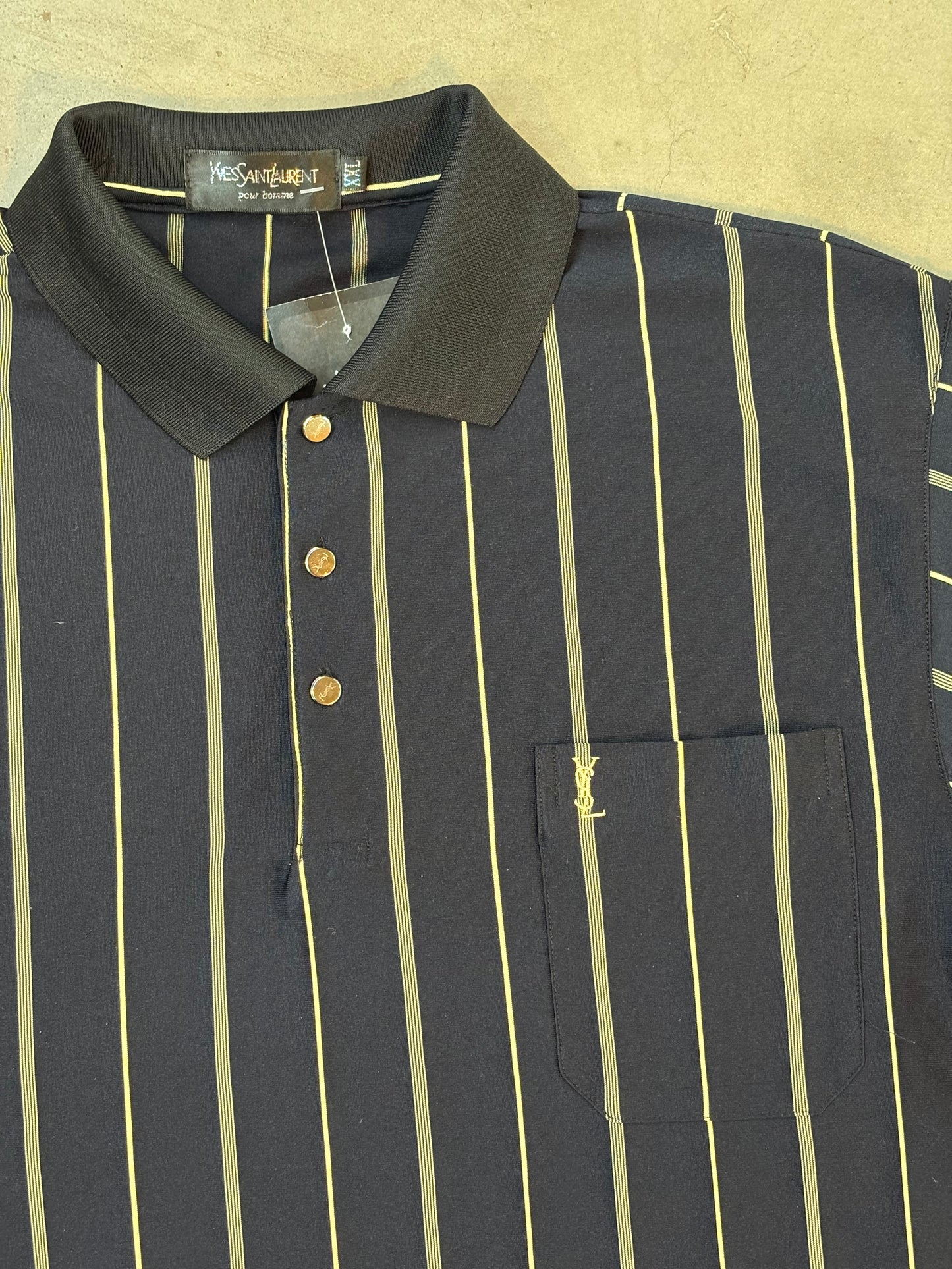 Mens Vintage Silk YSL Short Sleeve Button Up