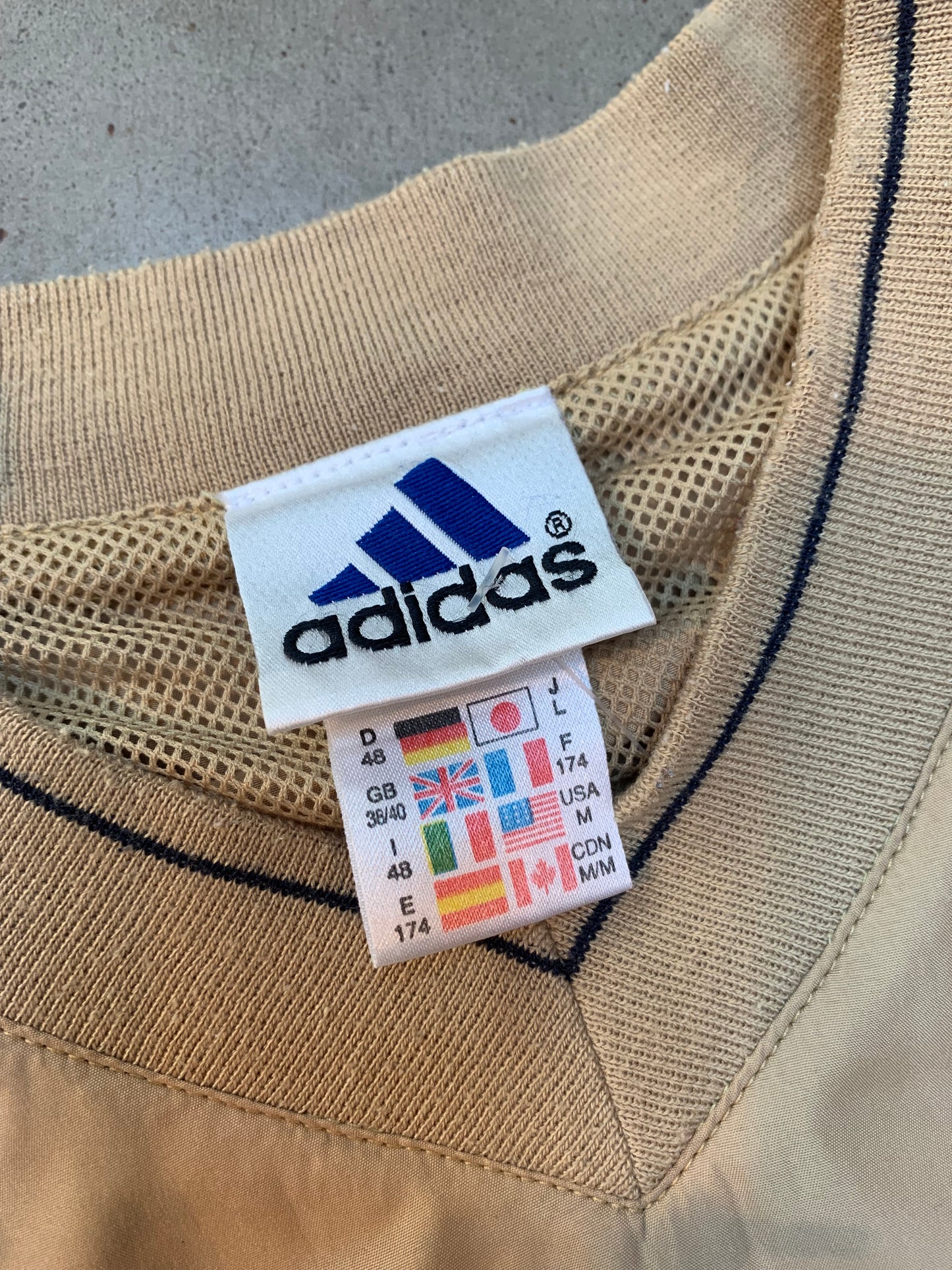 Adidas Beige Golf Pullover With V-Neck Mesh Collar