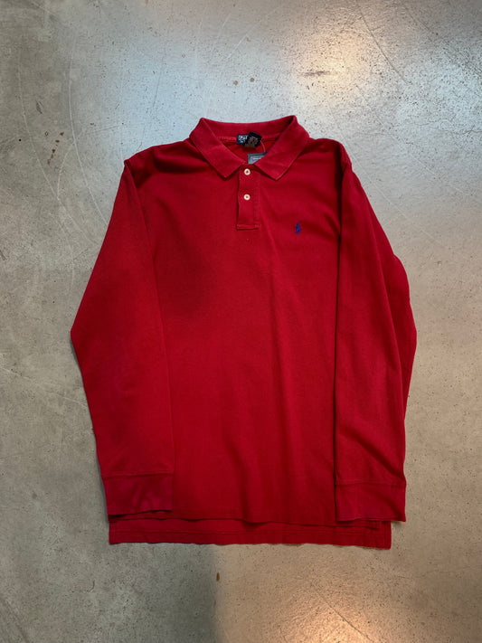 Vintage Men's Ralph Lauren Red Longsleeve Polo Shirt
