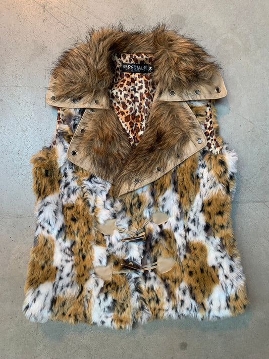 Y2K Women's Cheetah Print Fur Vest