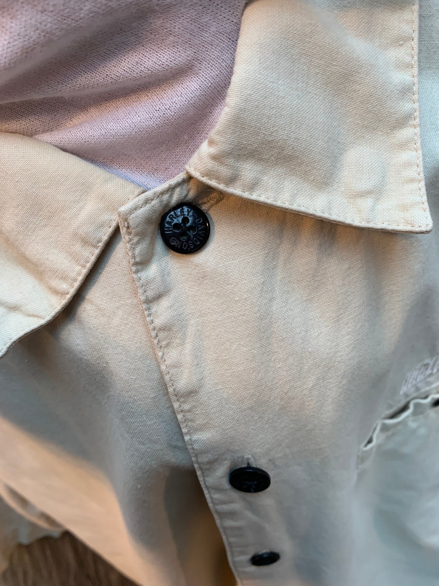Harley-Davidson Beige Short Sleeve Button-Up Shirt