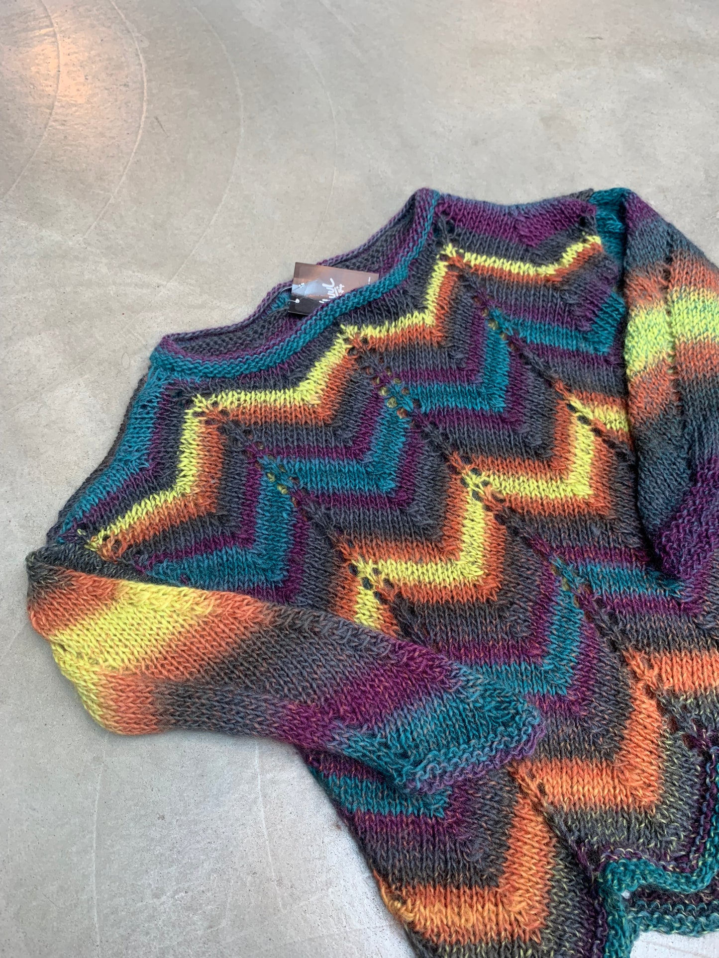 Vintage Chevron Rainbow Knit Sweater