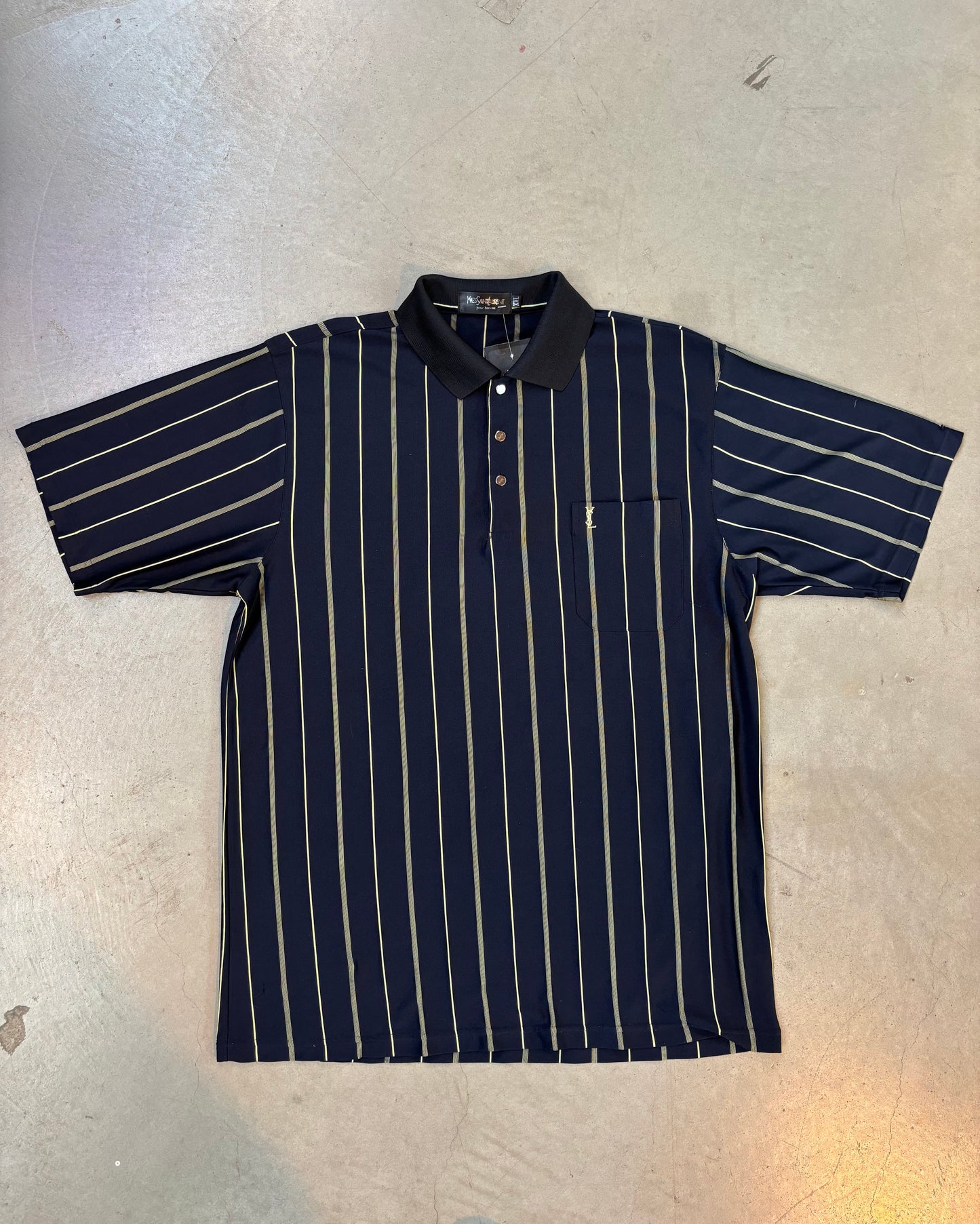 Mens Vintage Silk YSL Short Sleeve Button Up