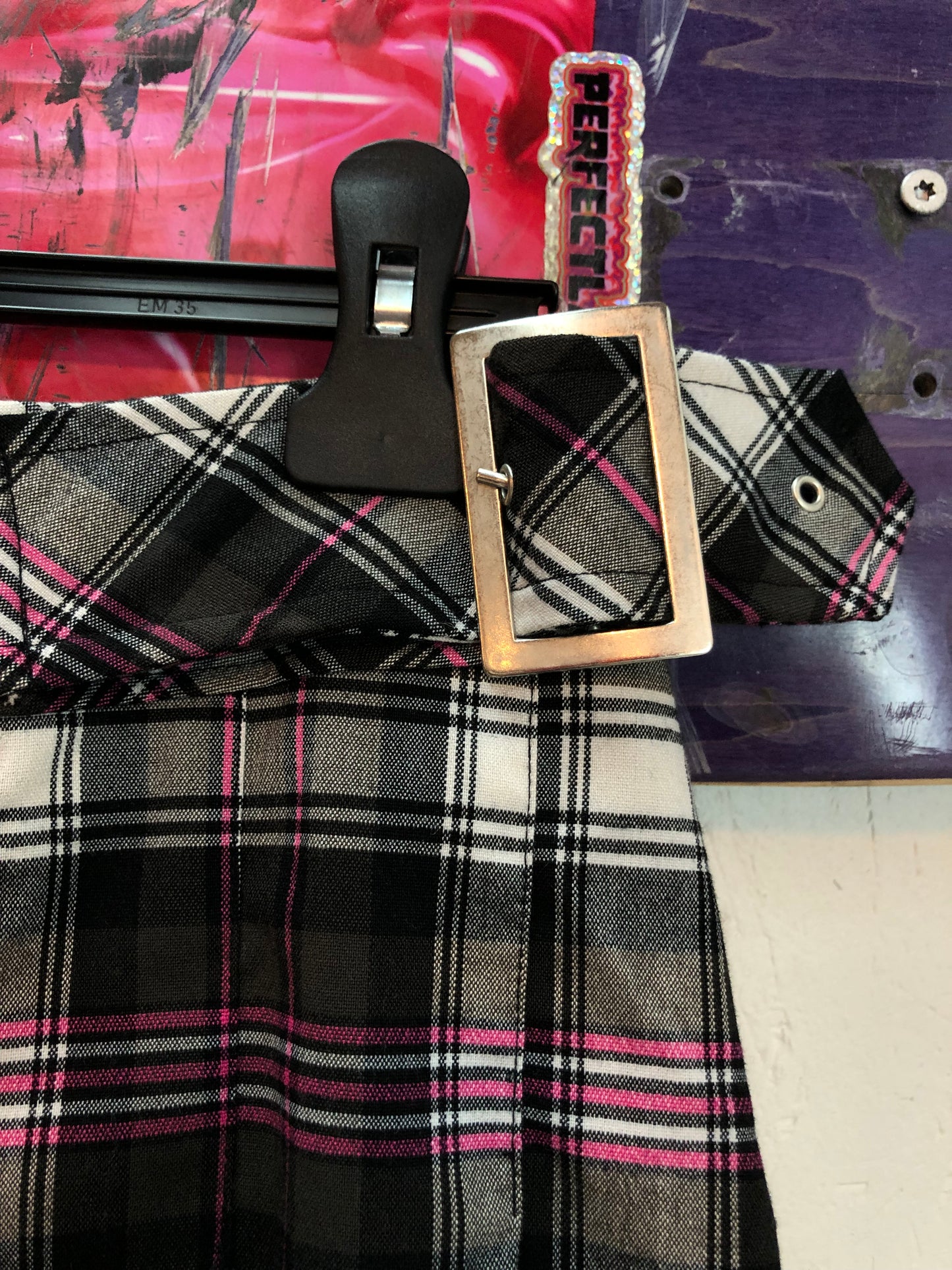 Plaid Mini Skirt With Belt