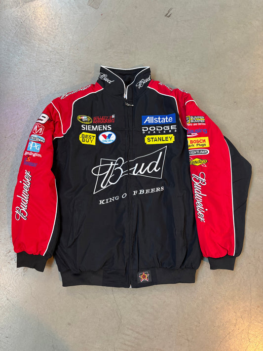 Veste bomber de course vintage Budweiser NASCAR
