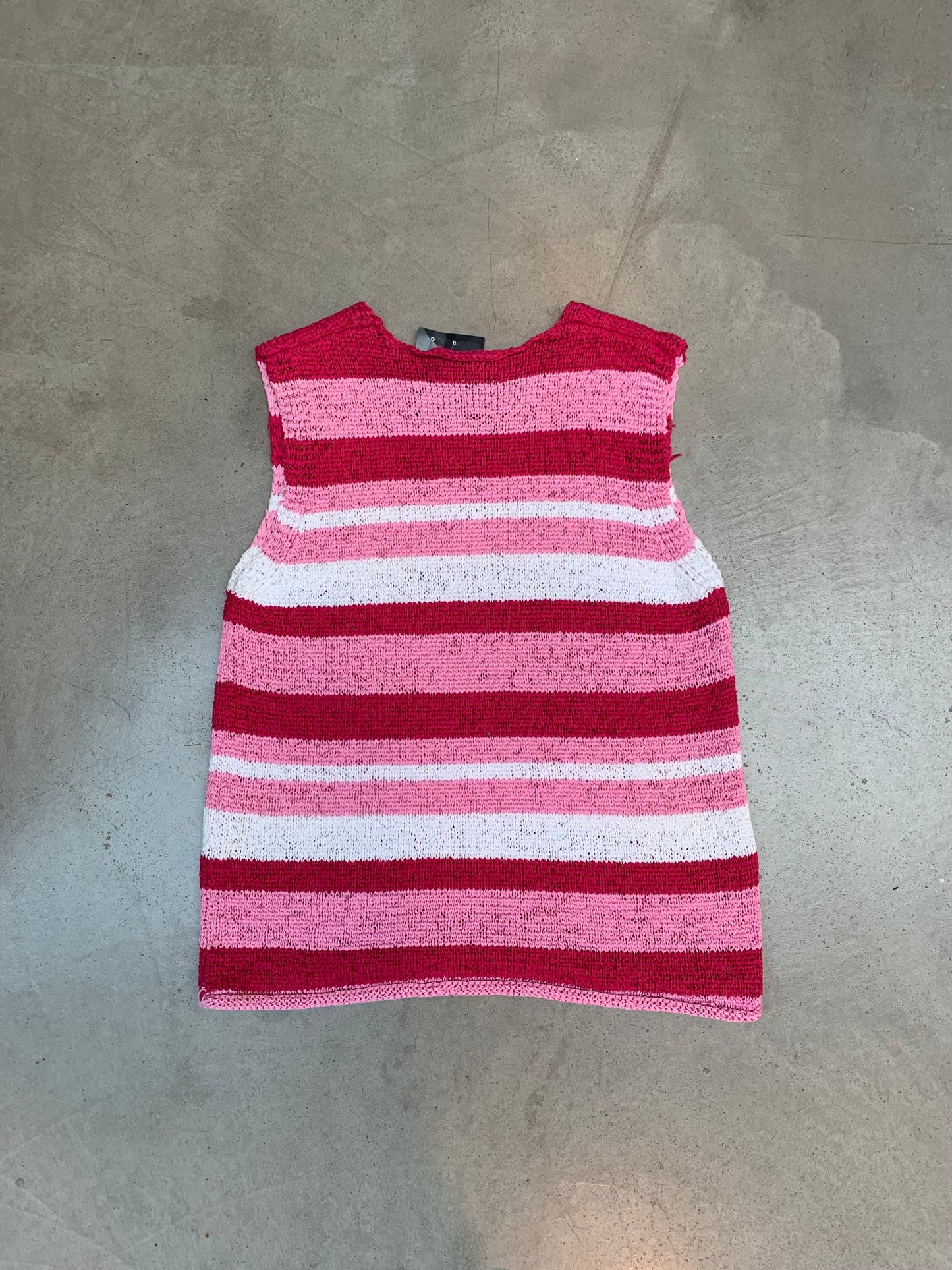 Vintage Pink Stripe Knit Sleeveless Top