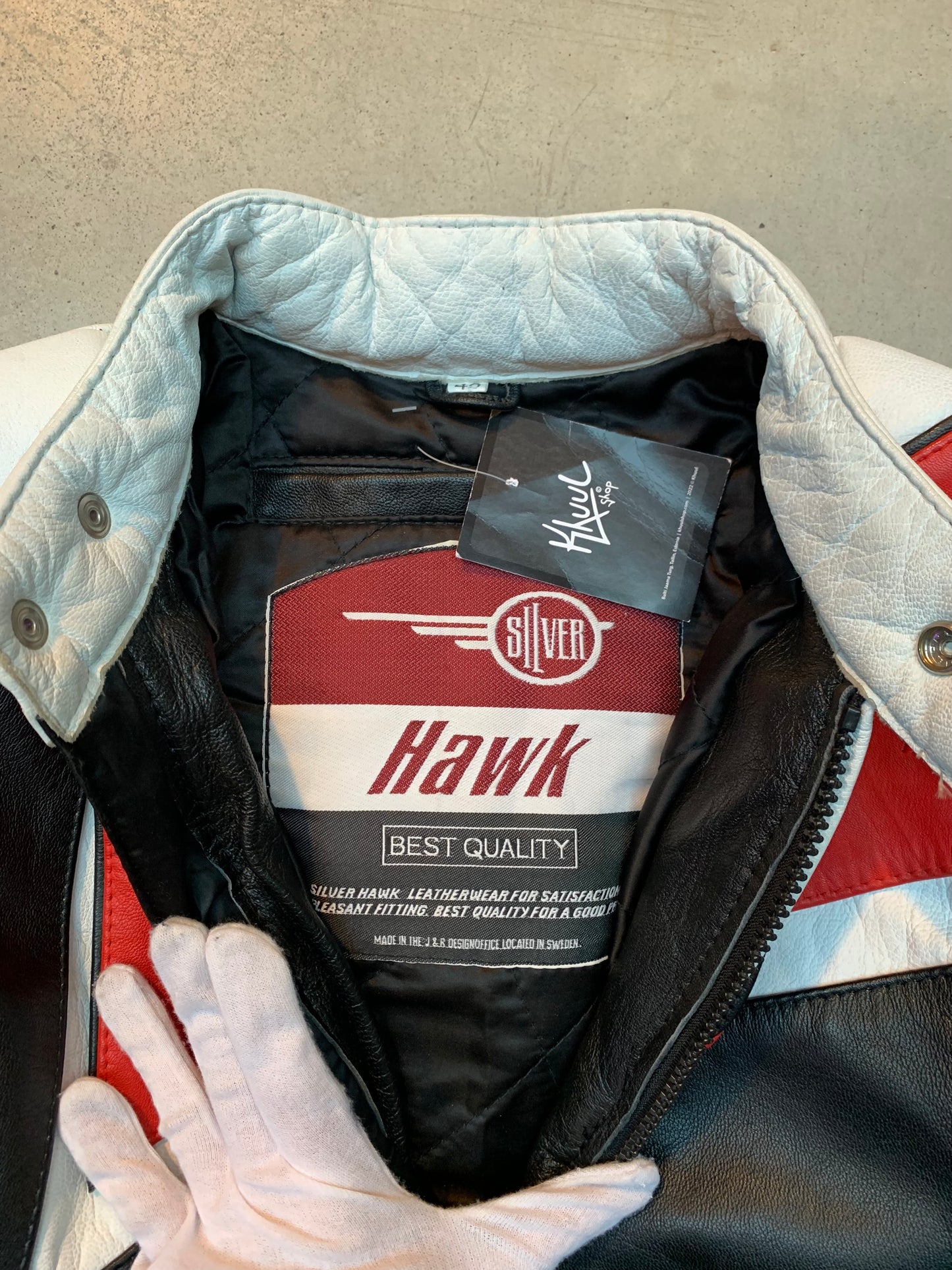 Men's Black, White & Red Leather Racing Jacket