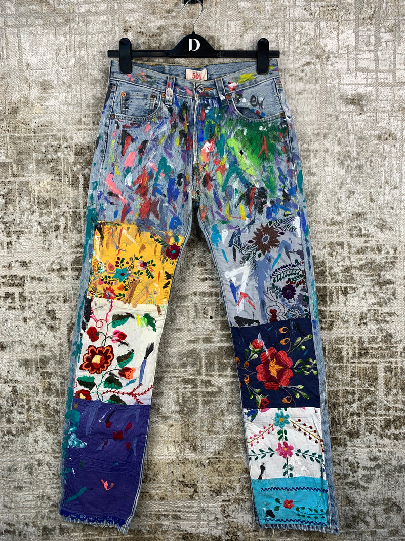 Levi's Womens Light Wash Painted Patchwork Jeans