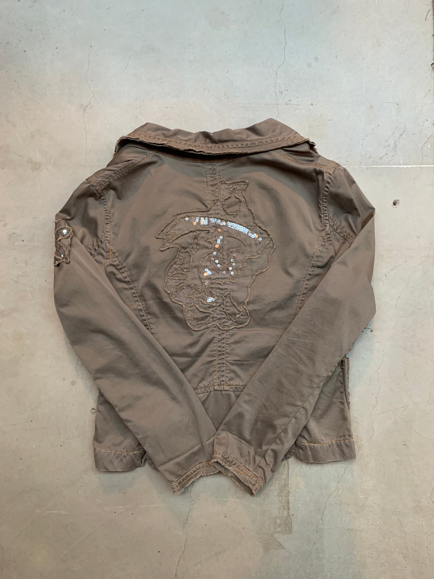 Y2K Taupe Brown Fitted Jacket