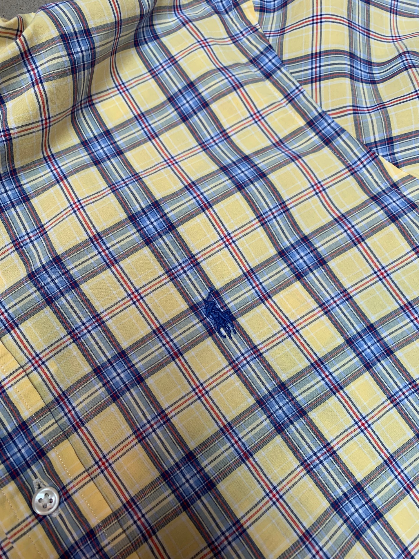Ralph Lauren Yellow Blue Plaid Short Sleeve Shirt