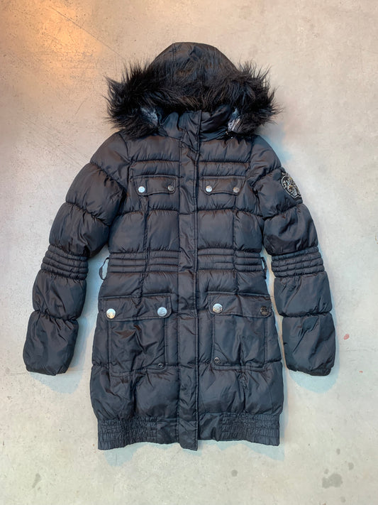 Y2K Women's Black Beaded Apple Bottoms Winter Coat