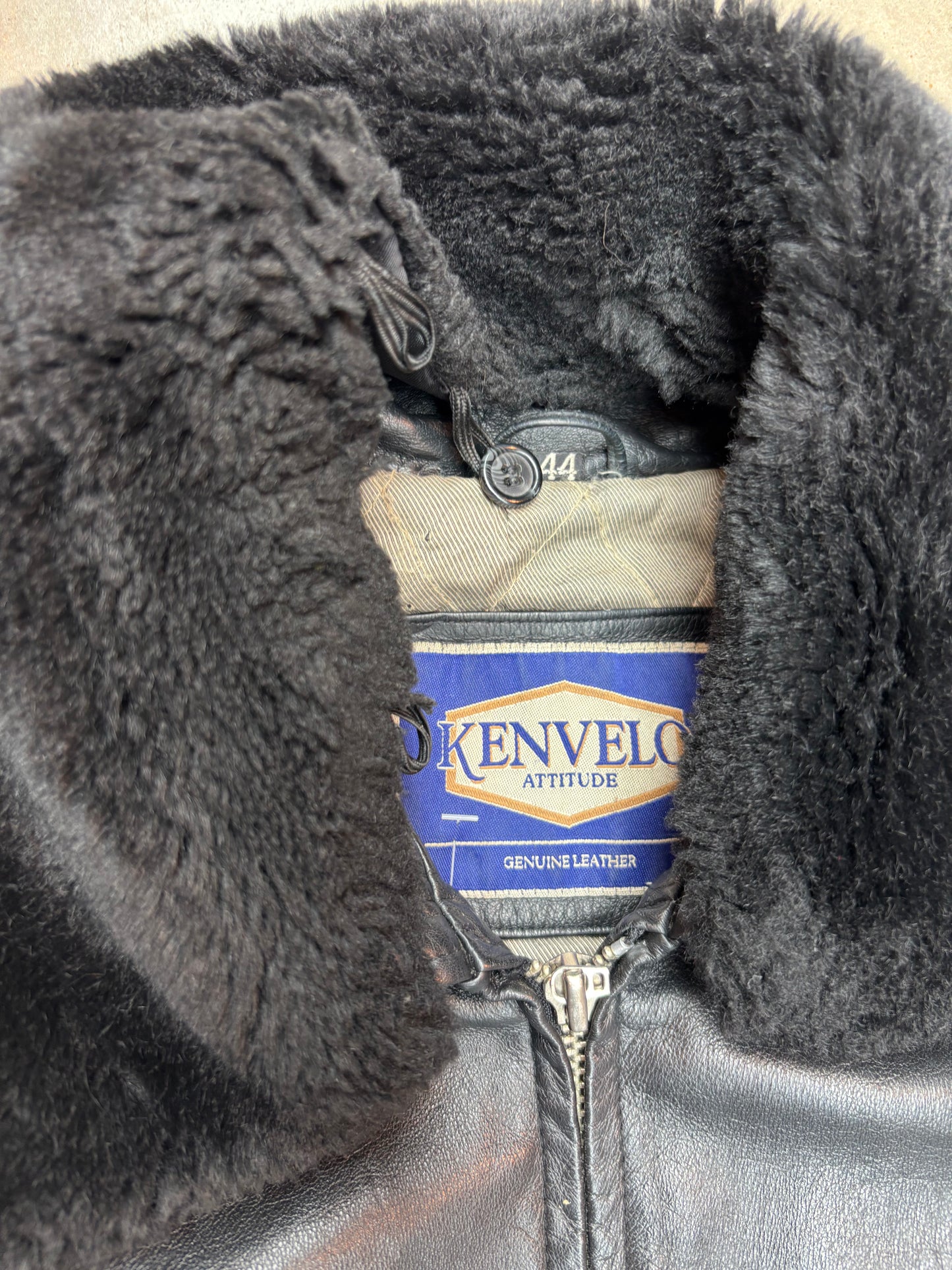 Vintage Kenvelo Black Leather Jacket XXL
