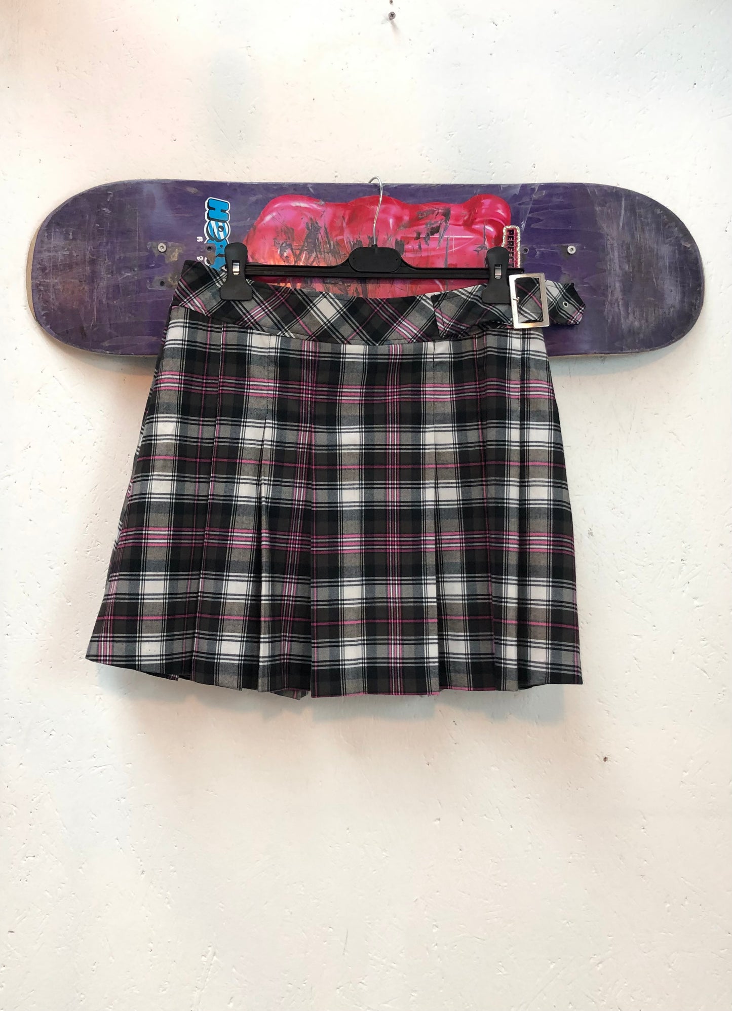 Plaid Mini Skirt With Belt
