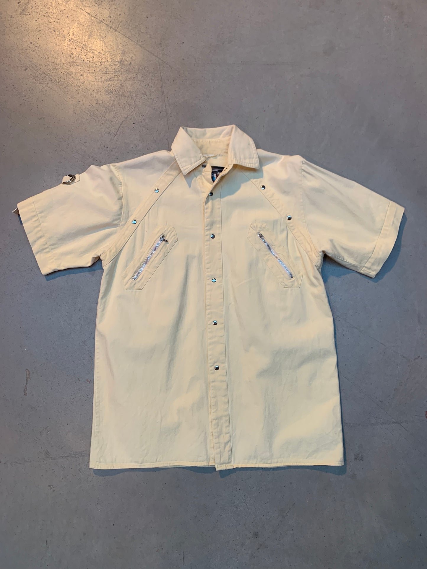 Y2K Light Yellow Short Sleeve Button-Up Shirt