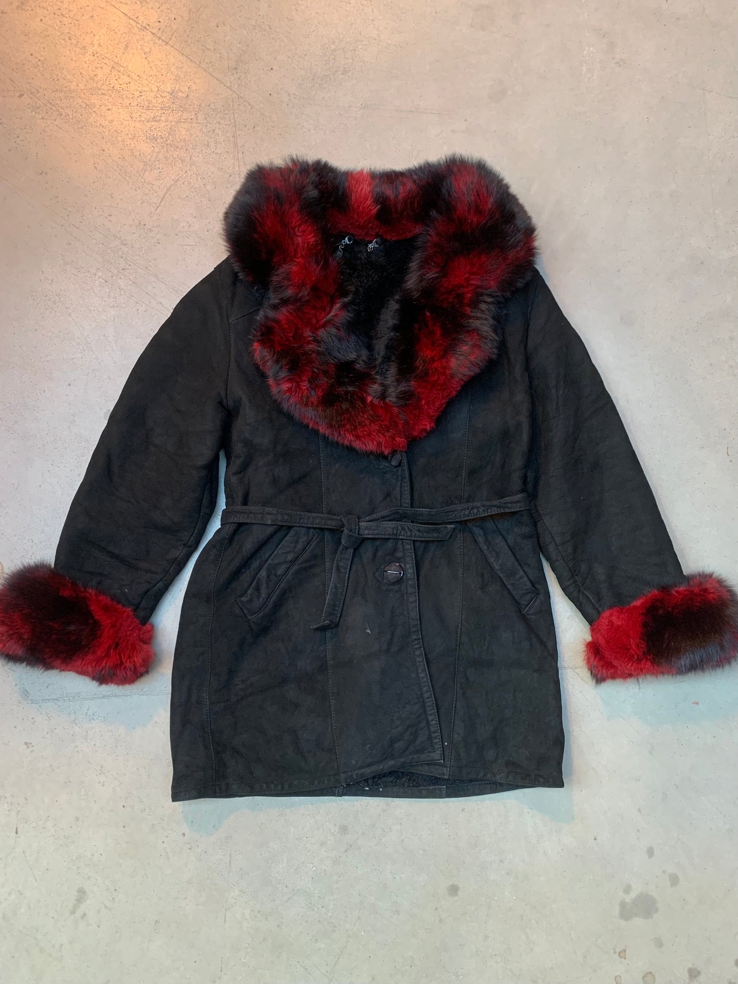 Y2K Women's Gothic Red Fur Detailed Coat