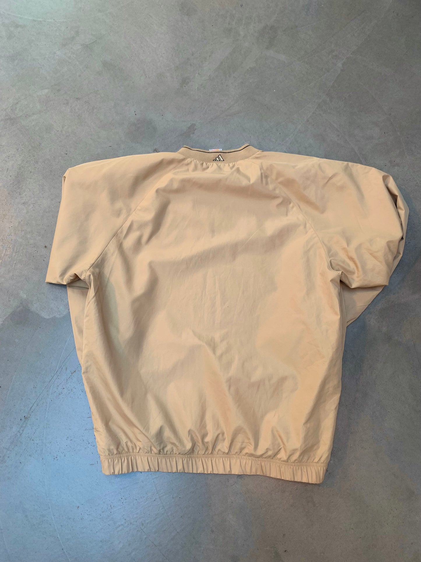Adidas Beige Golf Pullover With V-Neck Mesh Collar