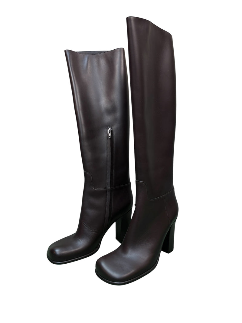 Bottega Veneta Storm Dark Brown Knee High Boots
