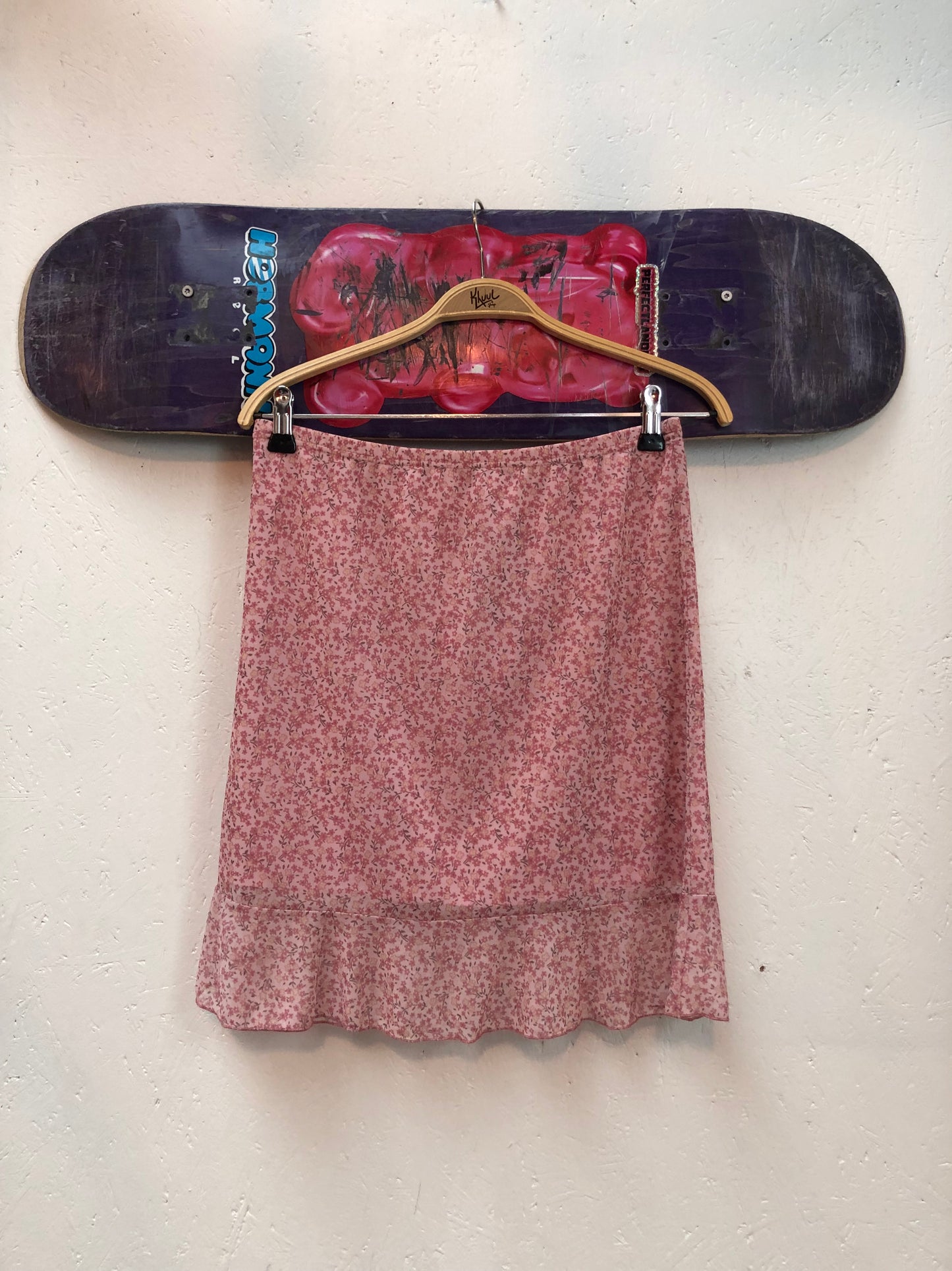 Womens M Pink Floral Mini Skirt