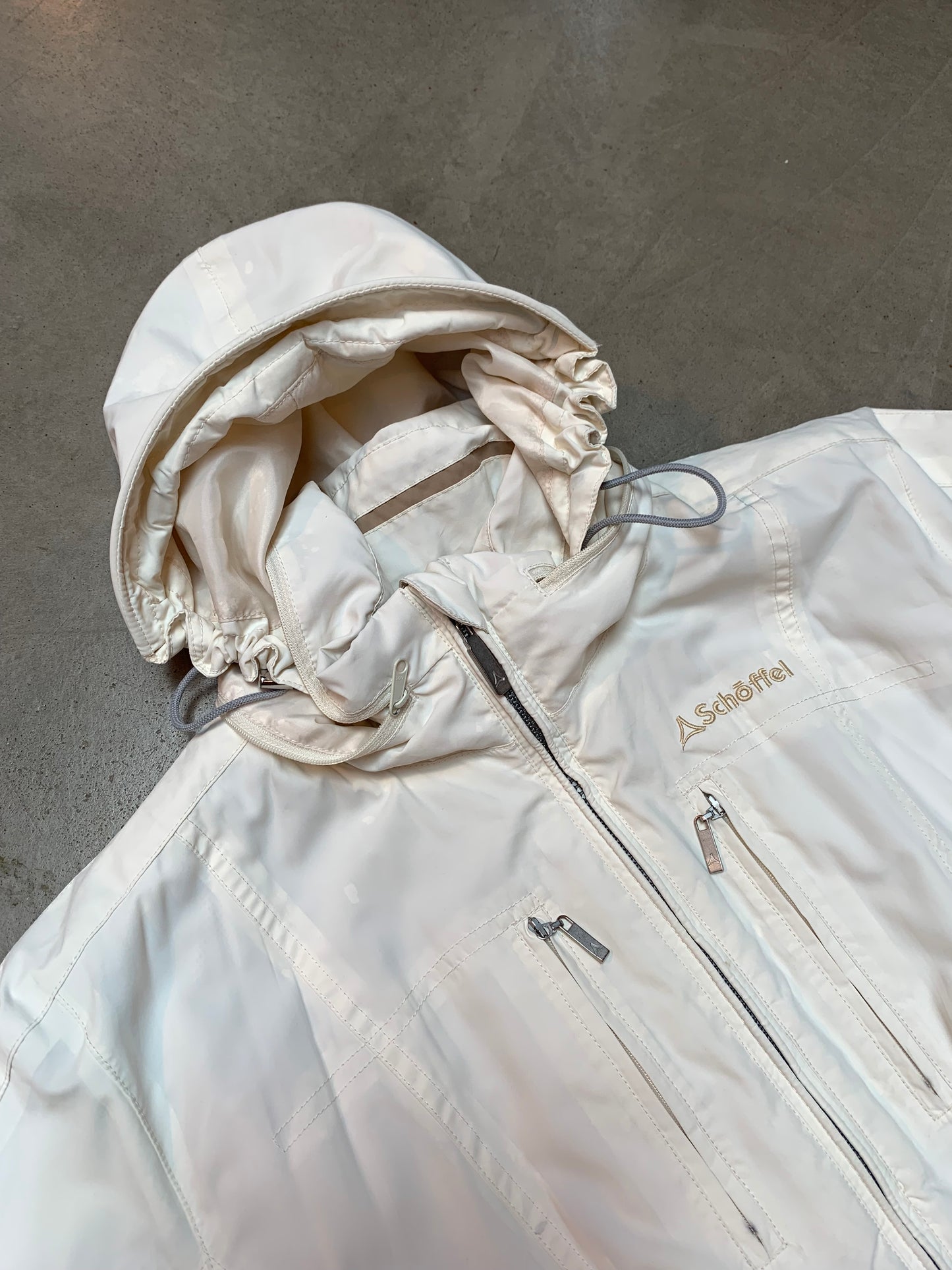 Vintage Schöffel White Hooded Outdoor Jacket Women M