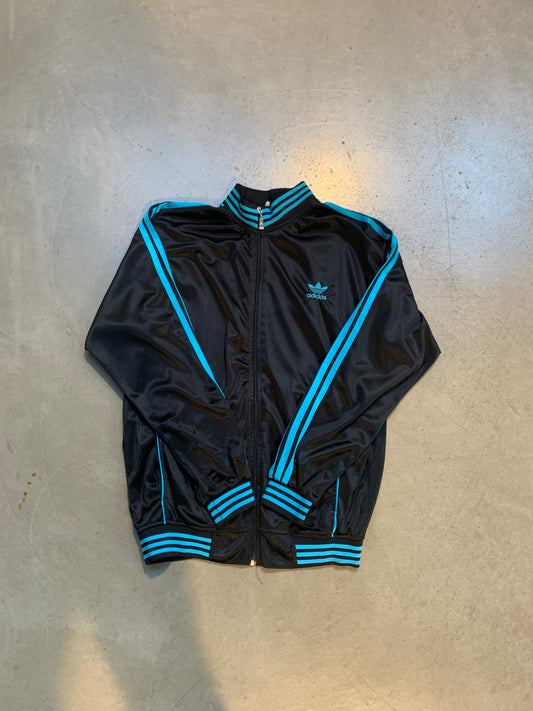 Adidas Black with Light Blue Stripes Track Jacket