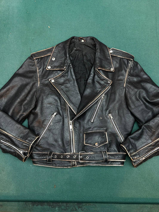 Vintage Black Leather Biker Jacket