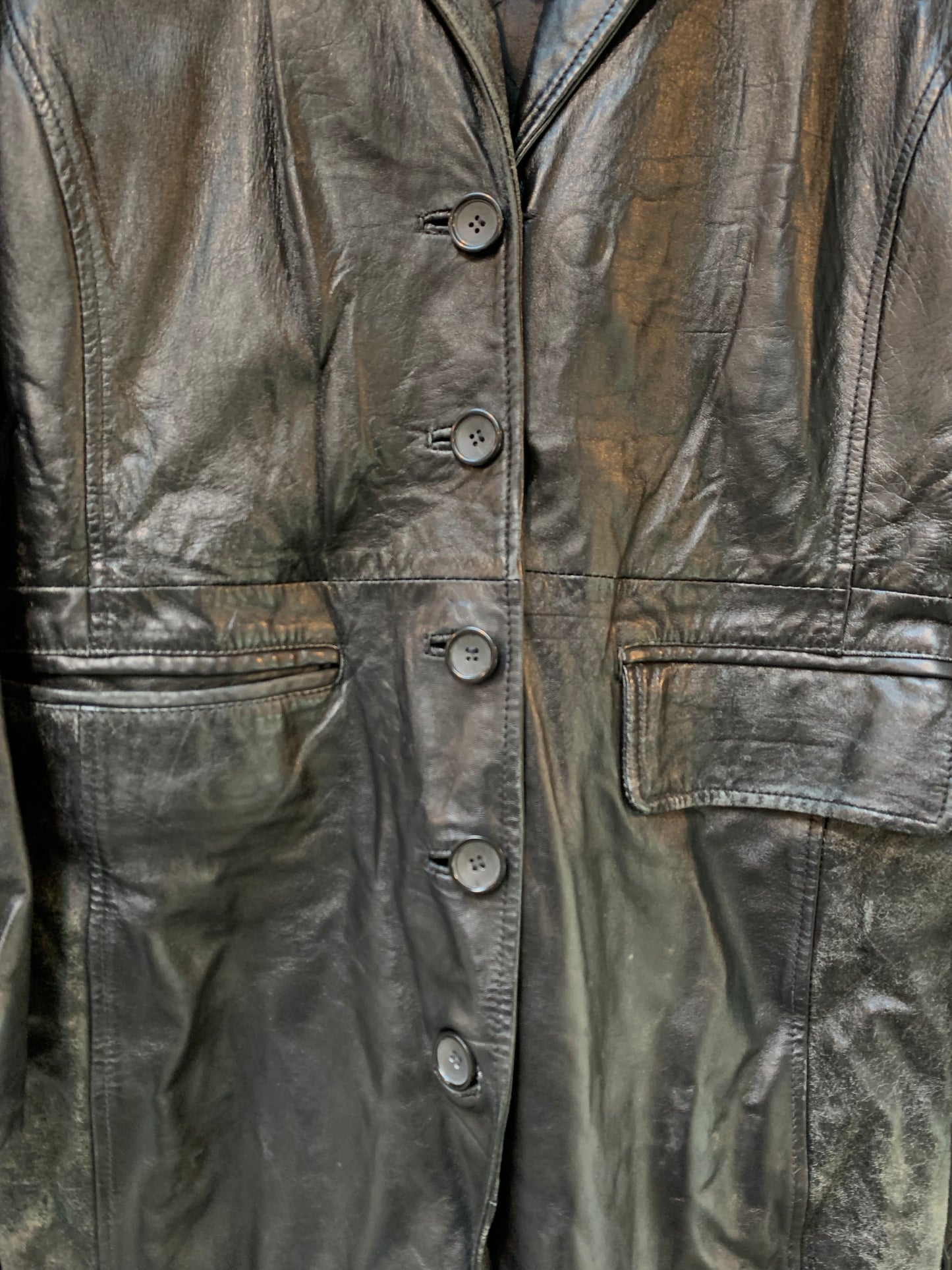 B. Young Vintage Black Leather Trench Coat