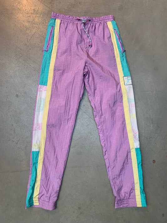 Vintage Unisex 80s Pastel Multicolor Nylon Track Pants