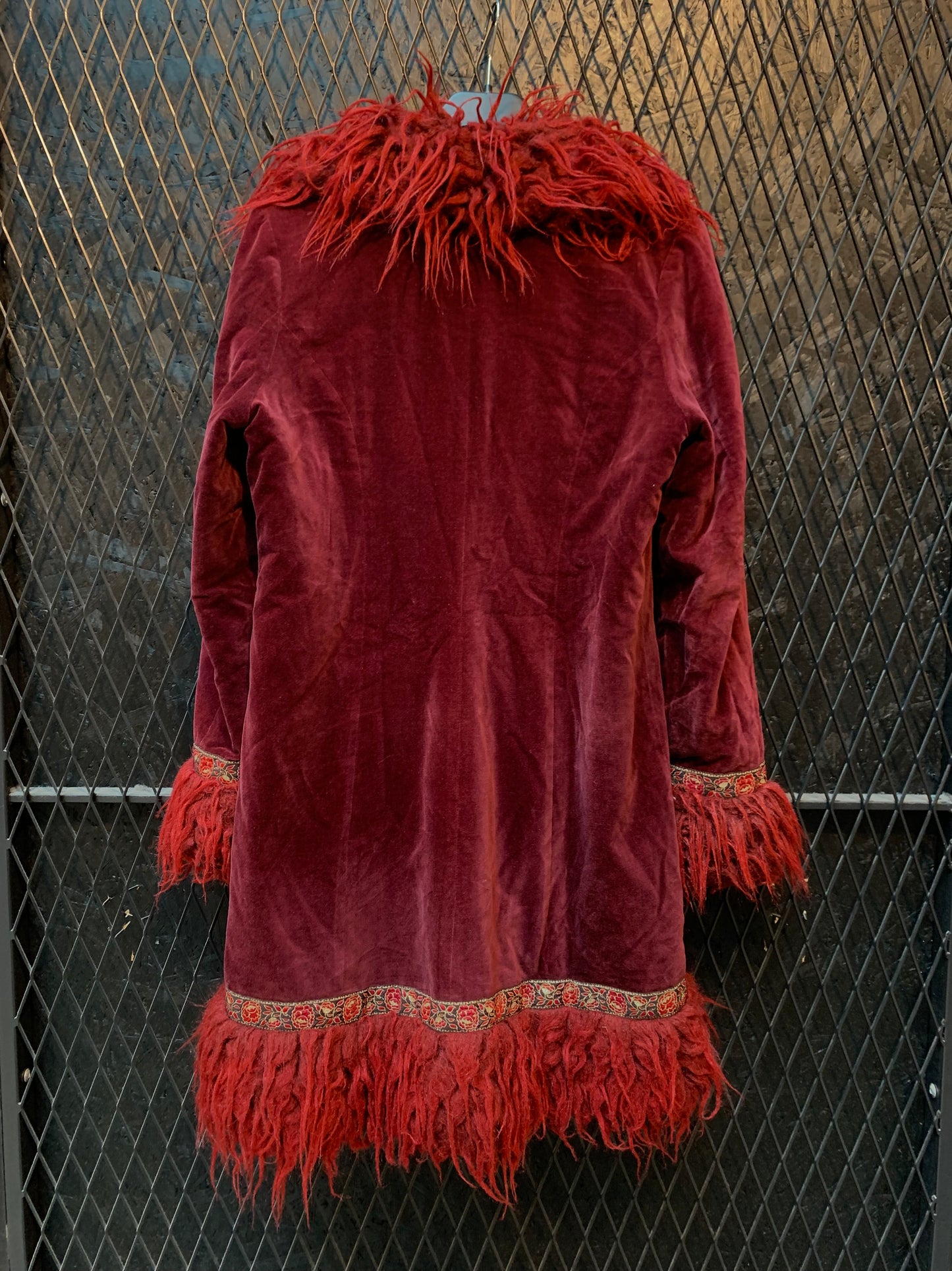 Women's Vintage Red Velvet Boho Coat