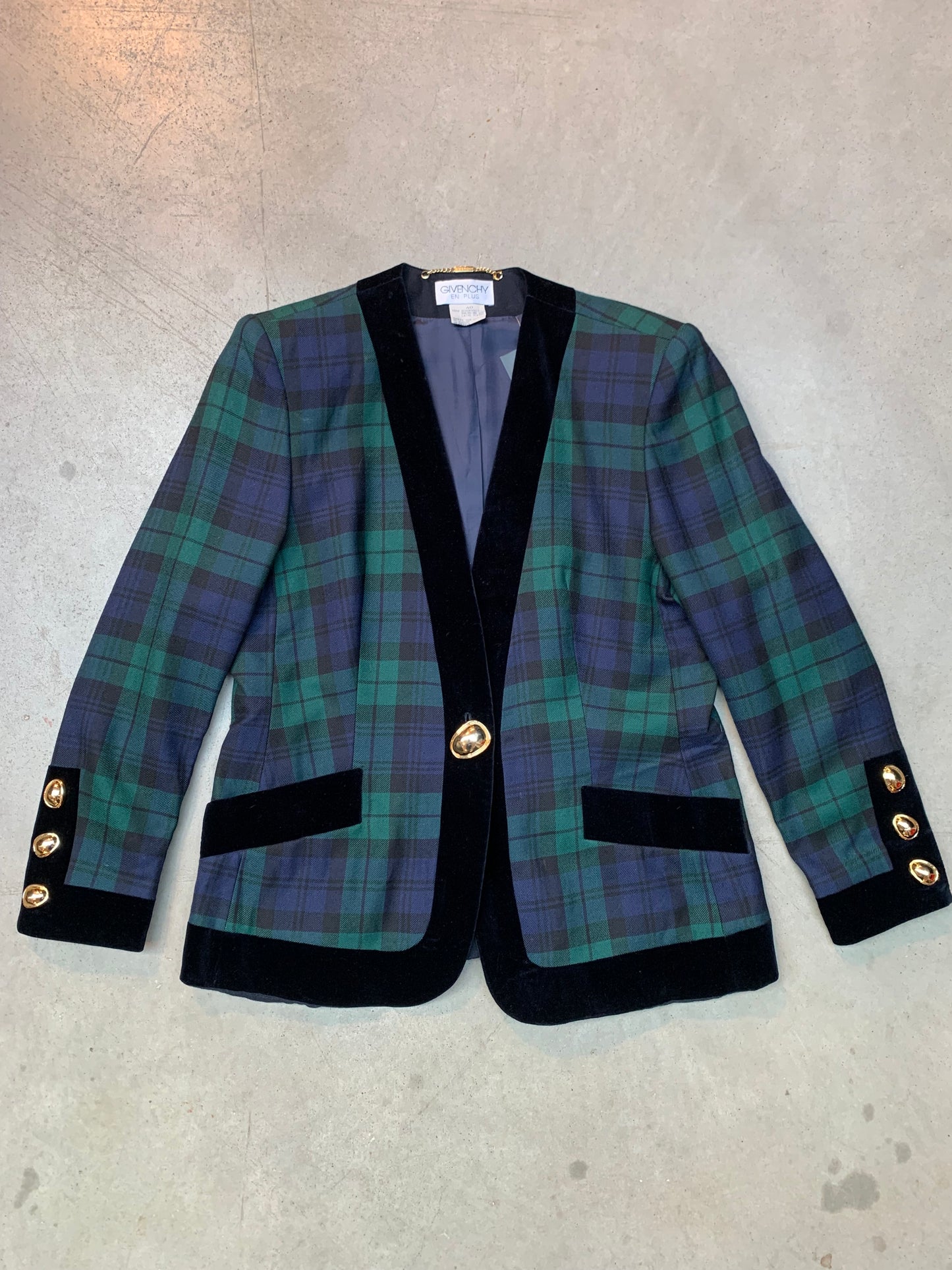 Vintage Women's Givenchy En Plus Plaid Wool Blazer