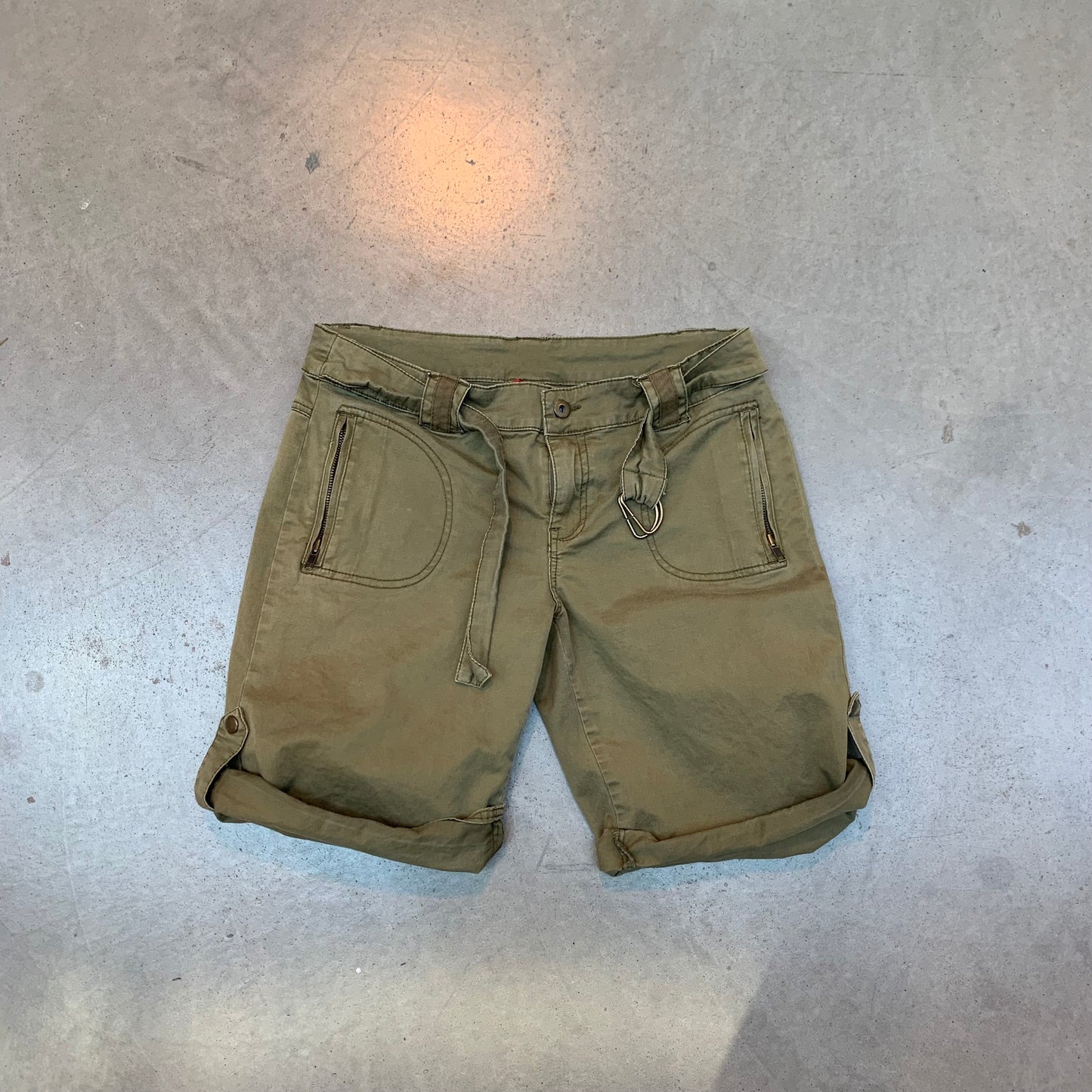 Vintage Olive Green Utility Shorts