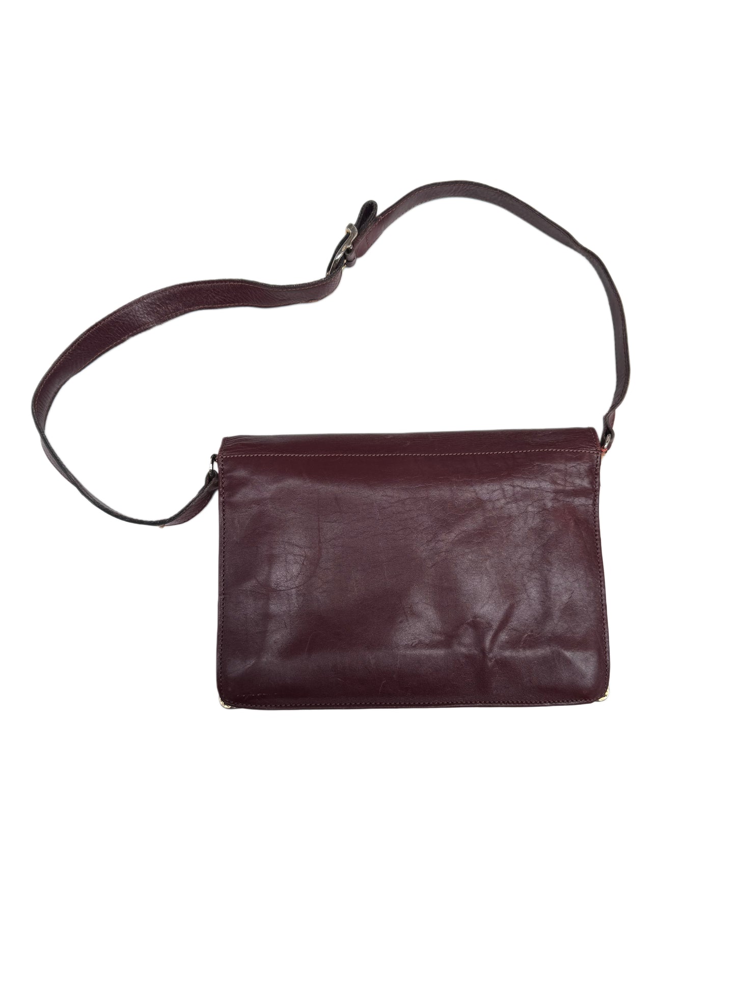 Vintage Cartier Shoulder Bag In Burgundy Leather