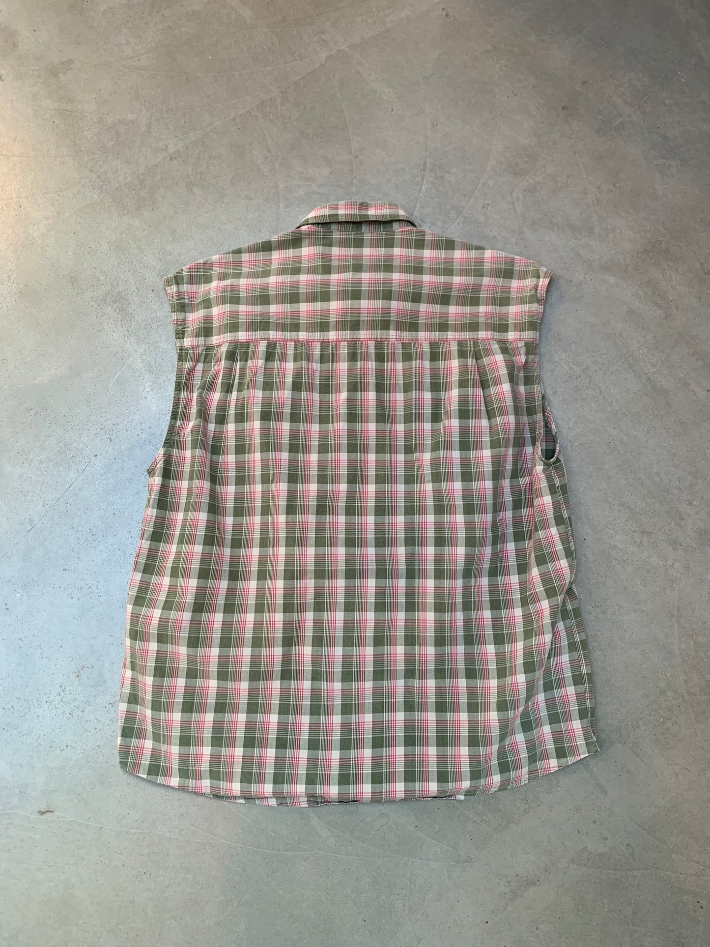 Vintage Lois Sleeveless Plaid Shirt Men L