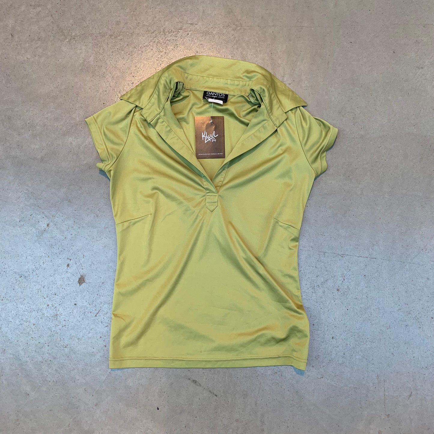 Vintage Light Lime Green Short Sleeve Polo Top