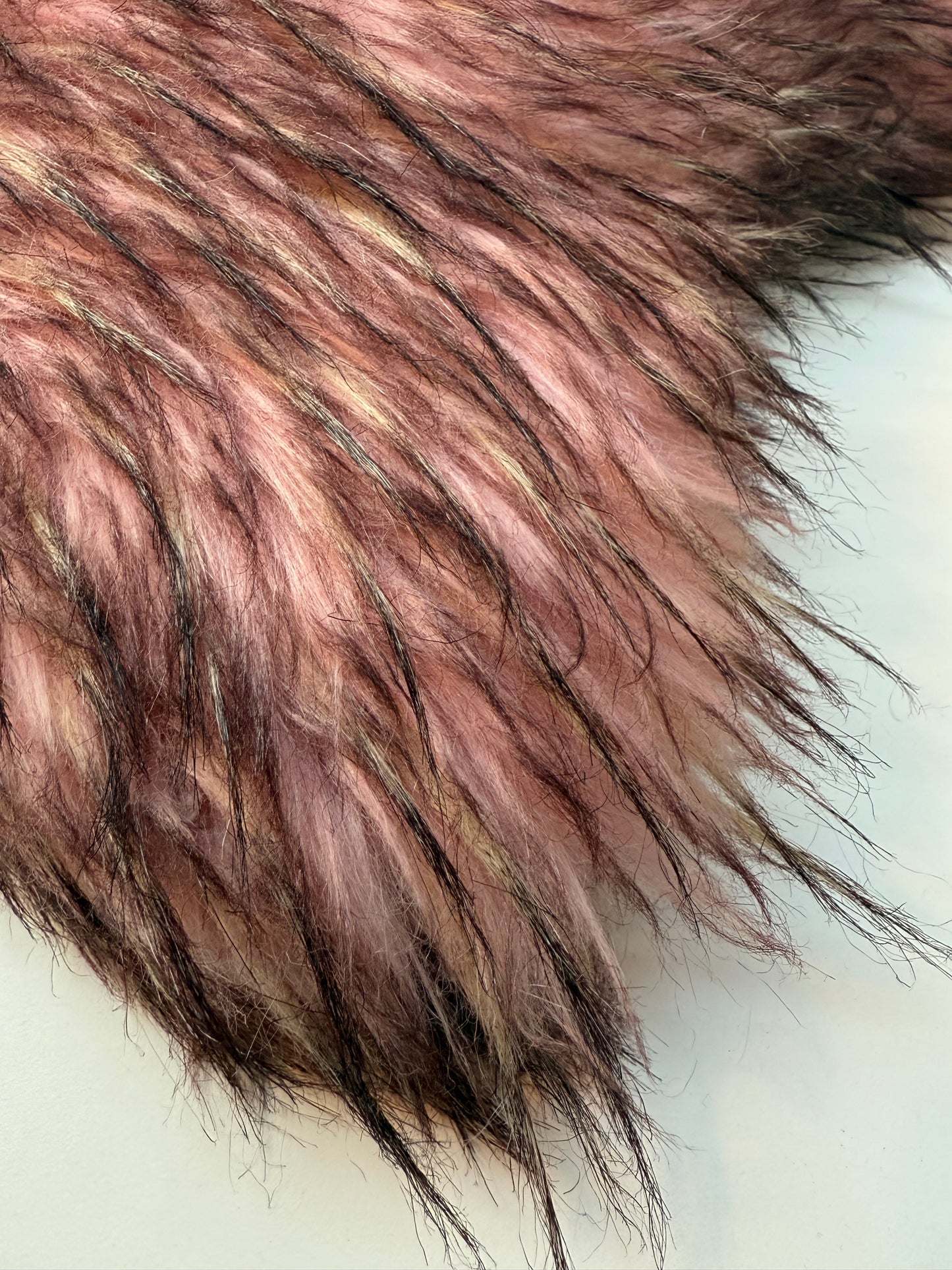 Pink Faux Fur Shoulder Bag With Black Accents