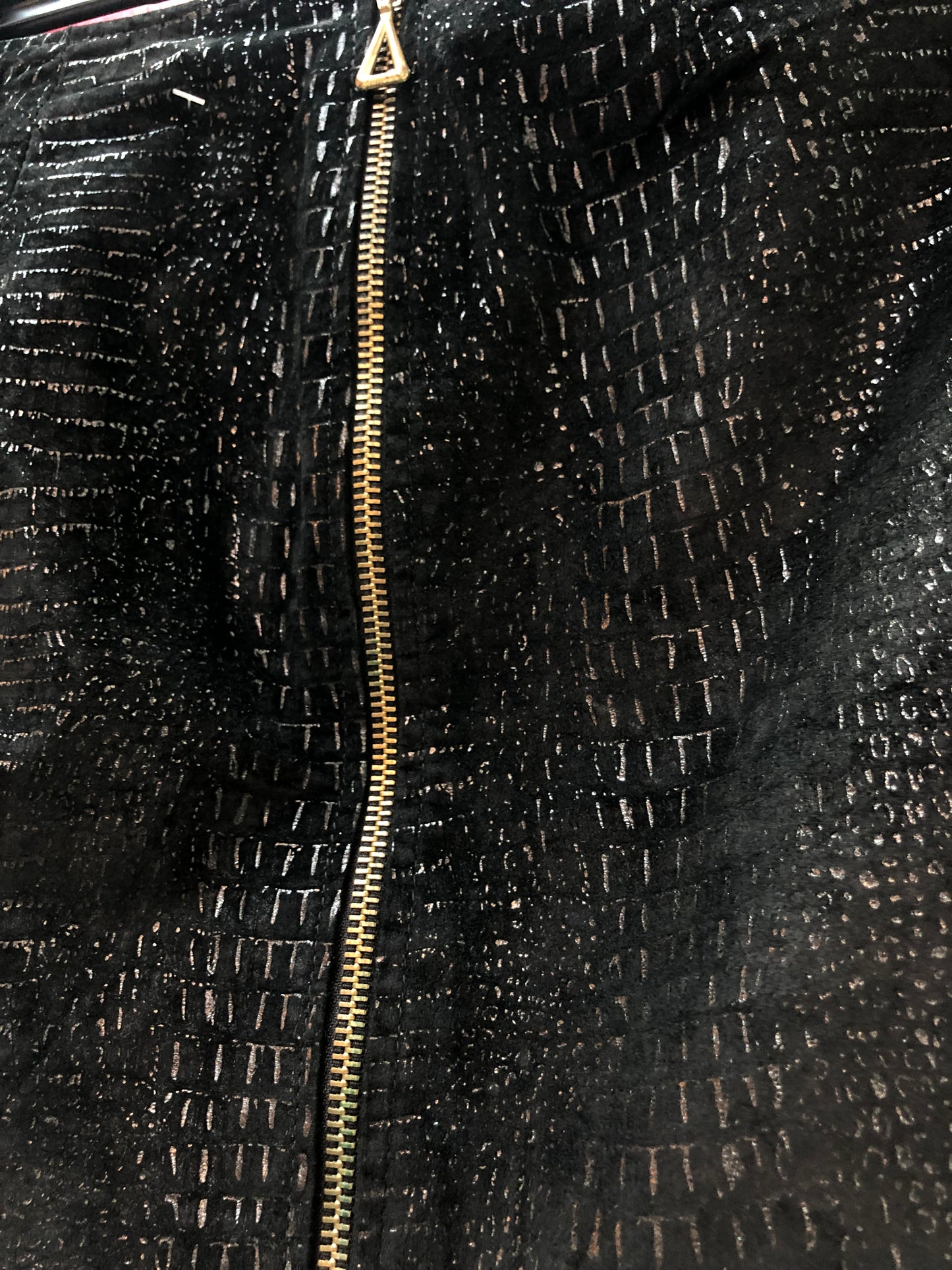 Black Faux Croc Leather Mini Skirt