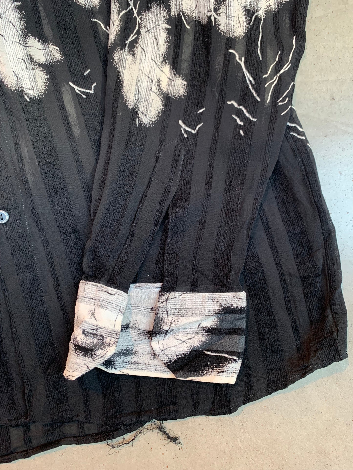 Versace Classic Black And White Abstract Long Sleeve Shirt