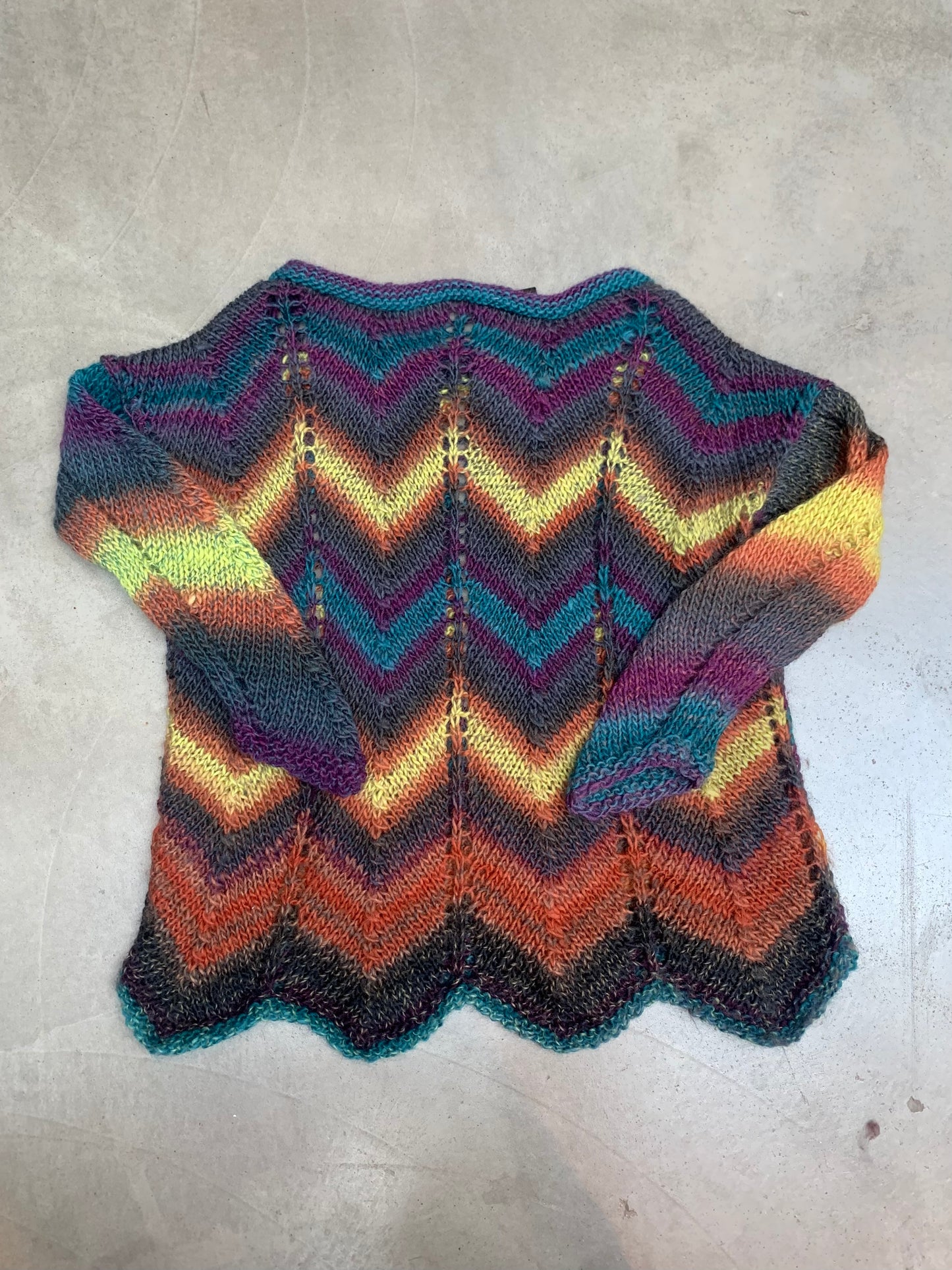 Vintage Chevron Rainbow Knit Sweater
