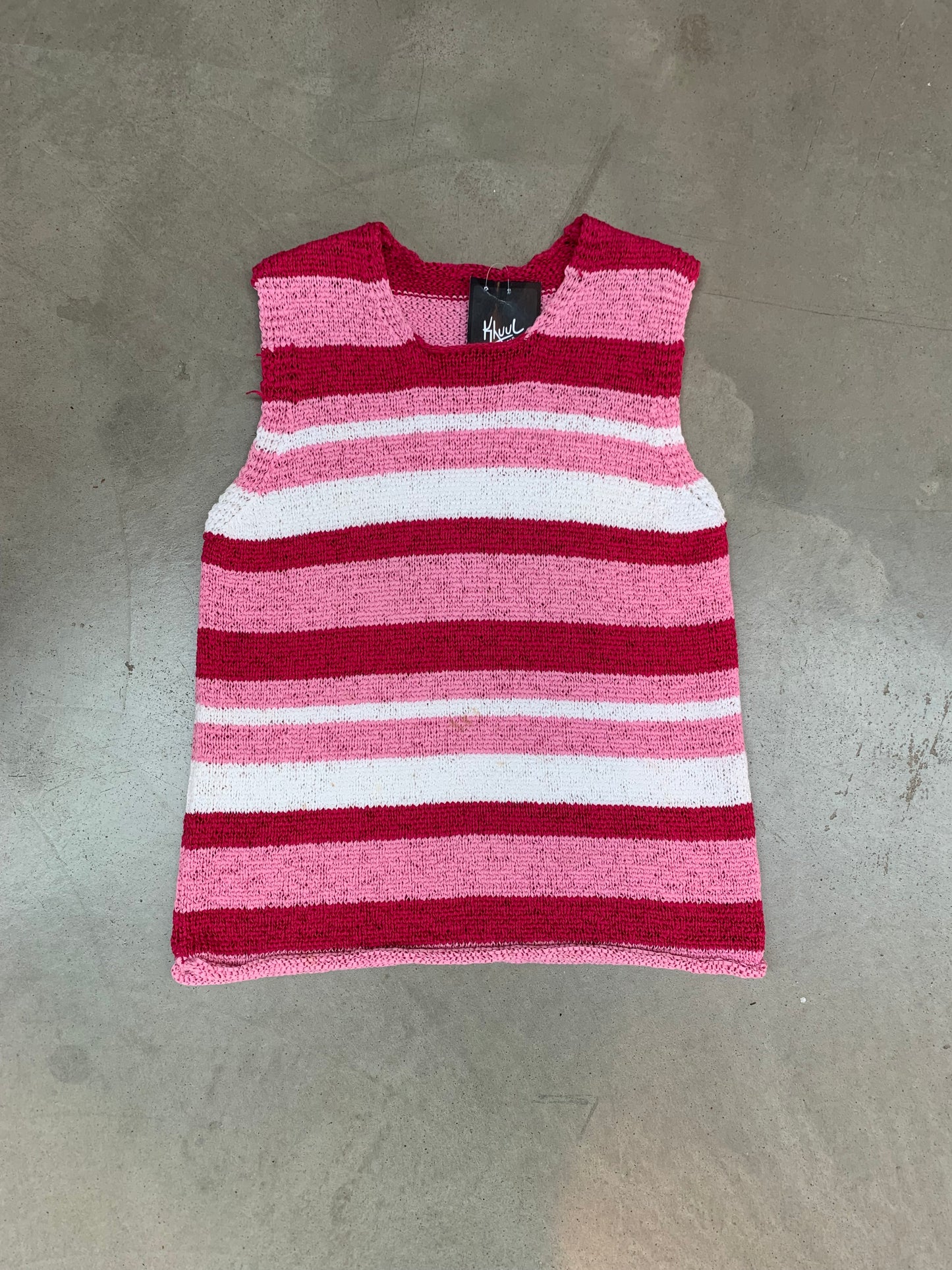 Vintage Pink Stripe Knit Sleeveless Top