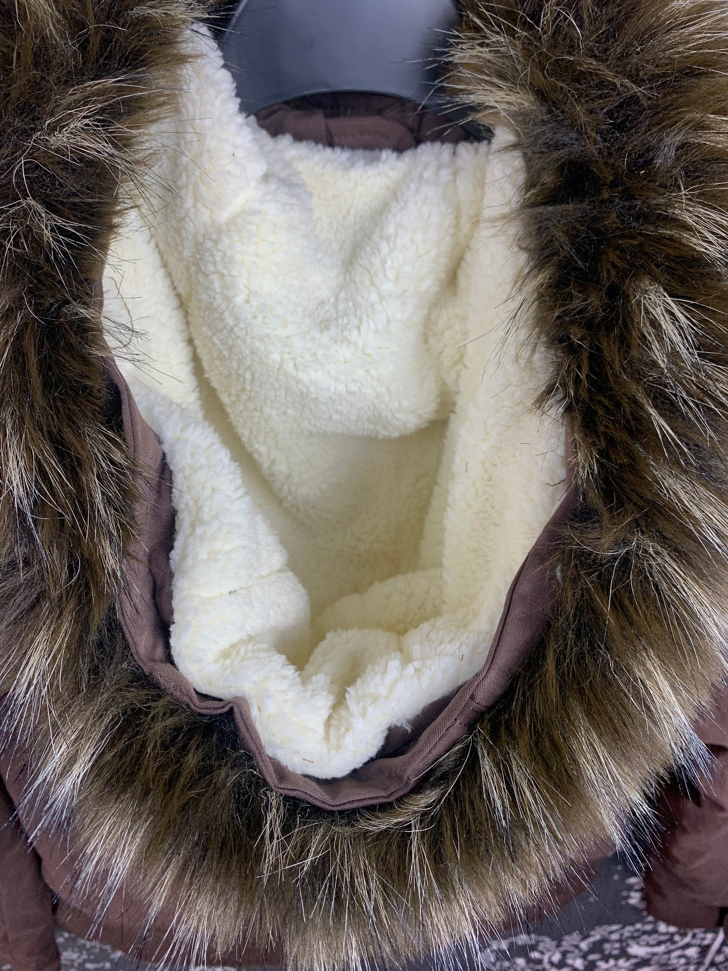 y2k mocha brown cropped jacket with fur trim