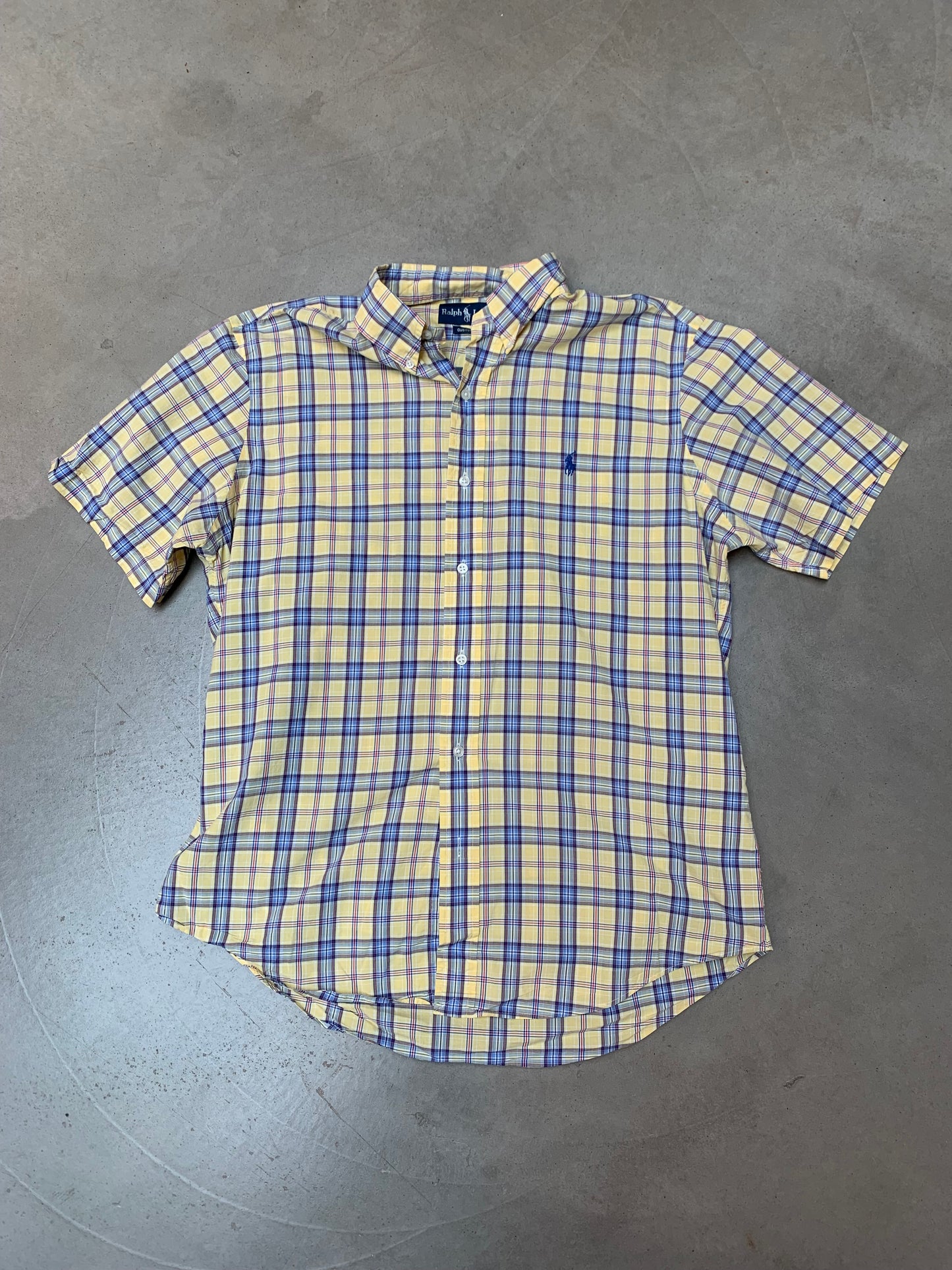 Ralph Lauren Yellow Blue Plaid Short Sleeve Shirt