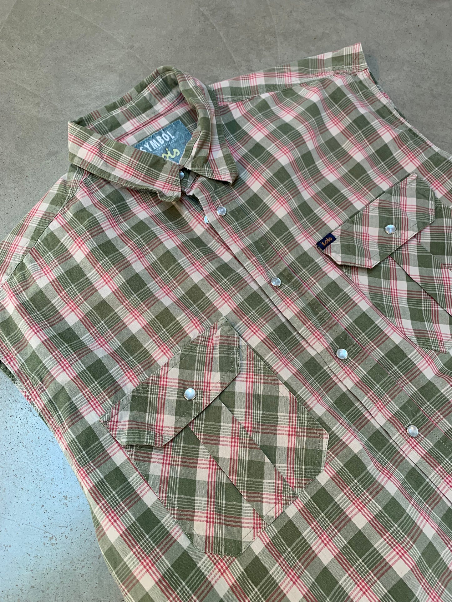 Vintage Lois Sleeveless Plaid Shirt Men L